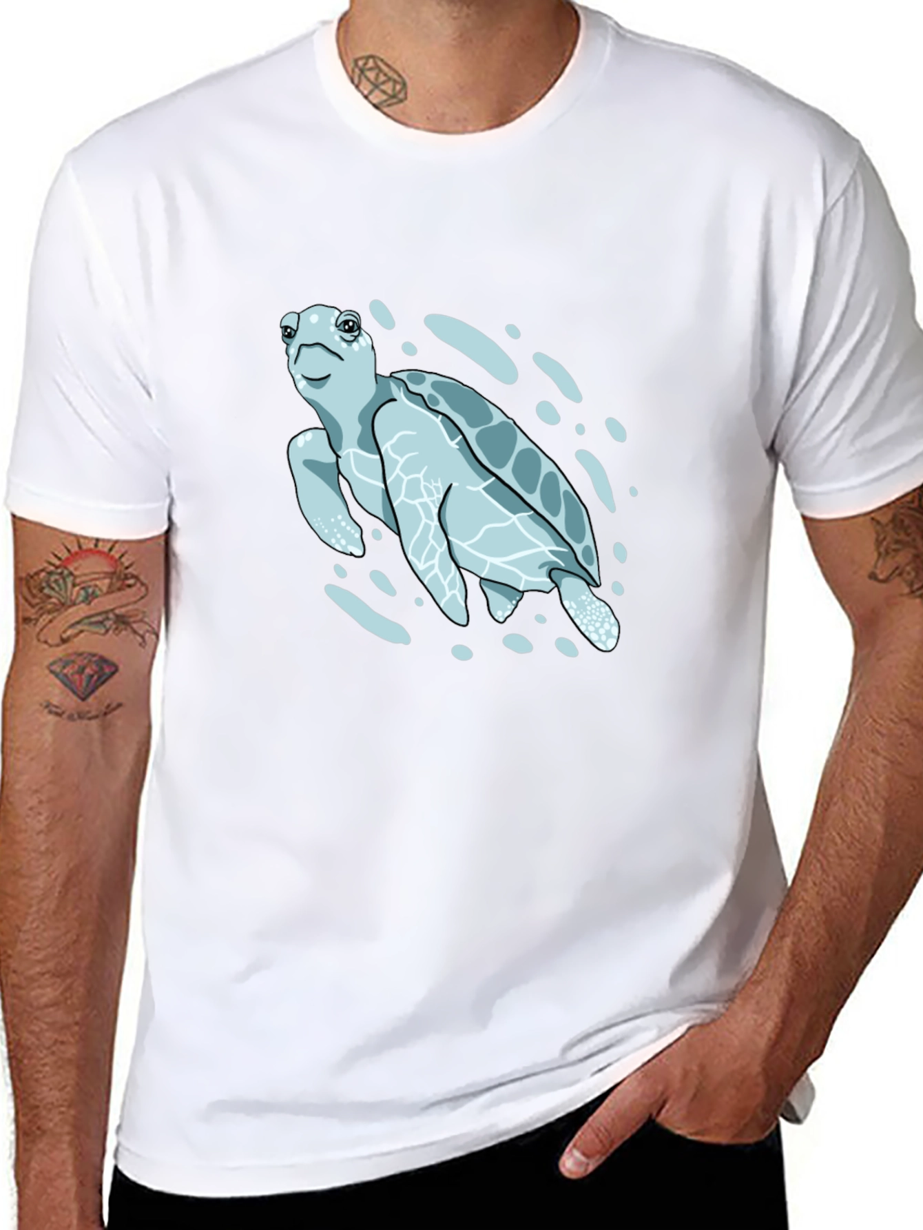 Sea Turtle Graphic Print T-Shirt - Black