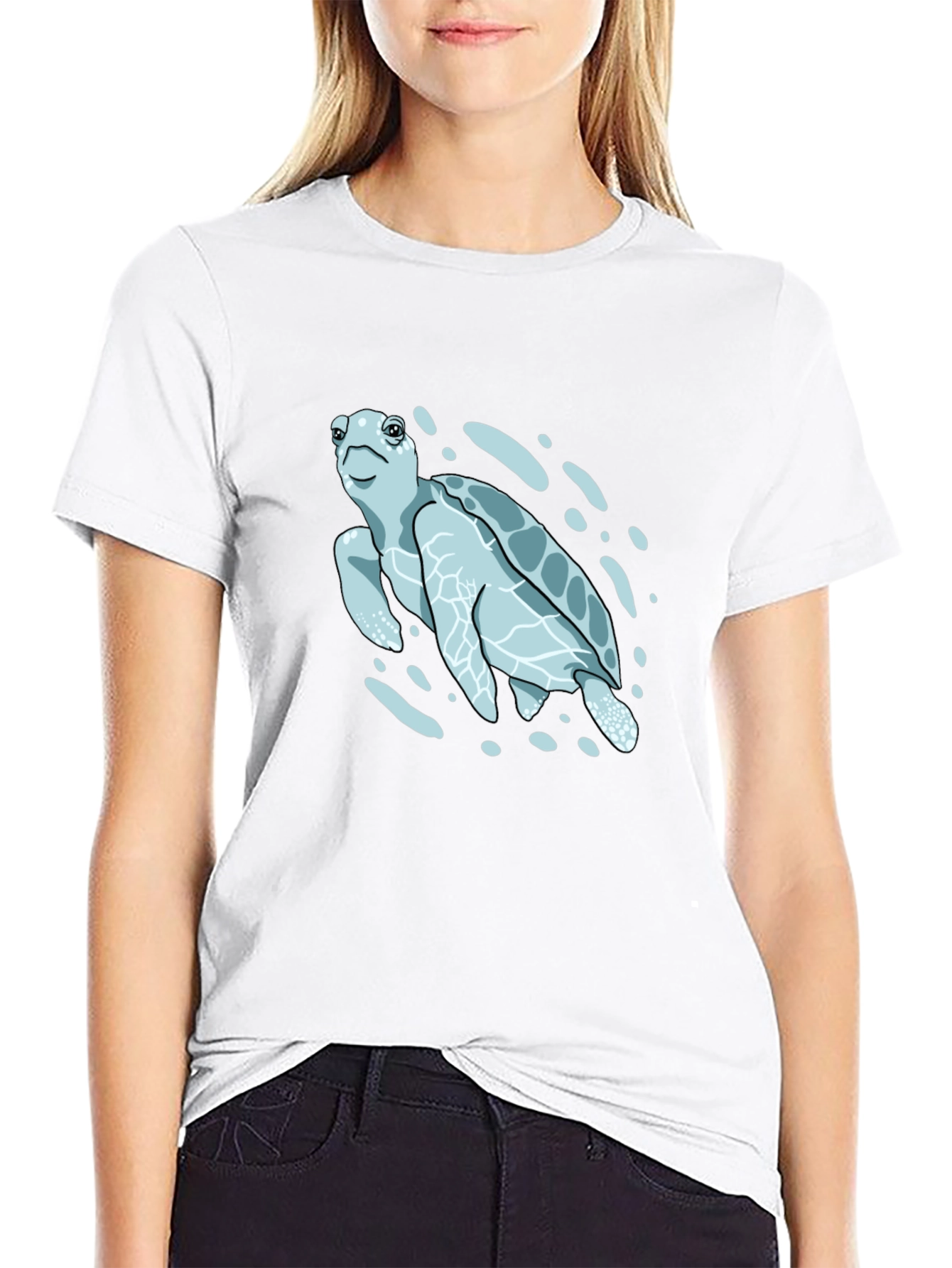 Sea Turtle Graphic Print T-Shirt - Black