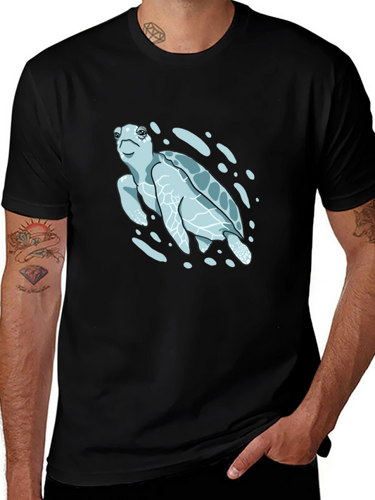 Sea Turtle Graphic Print T-Shirt - Black