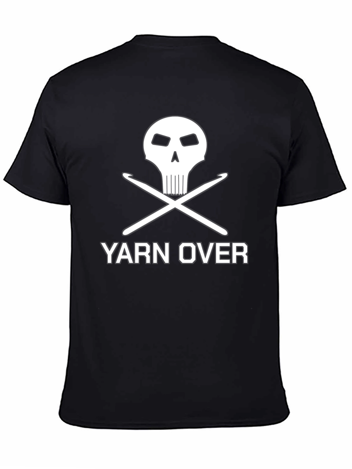 Yarn Over Crochet Skull Graphic Tee - Black