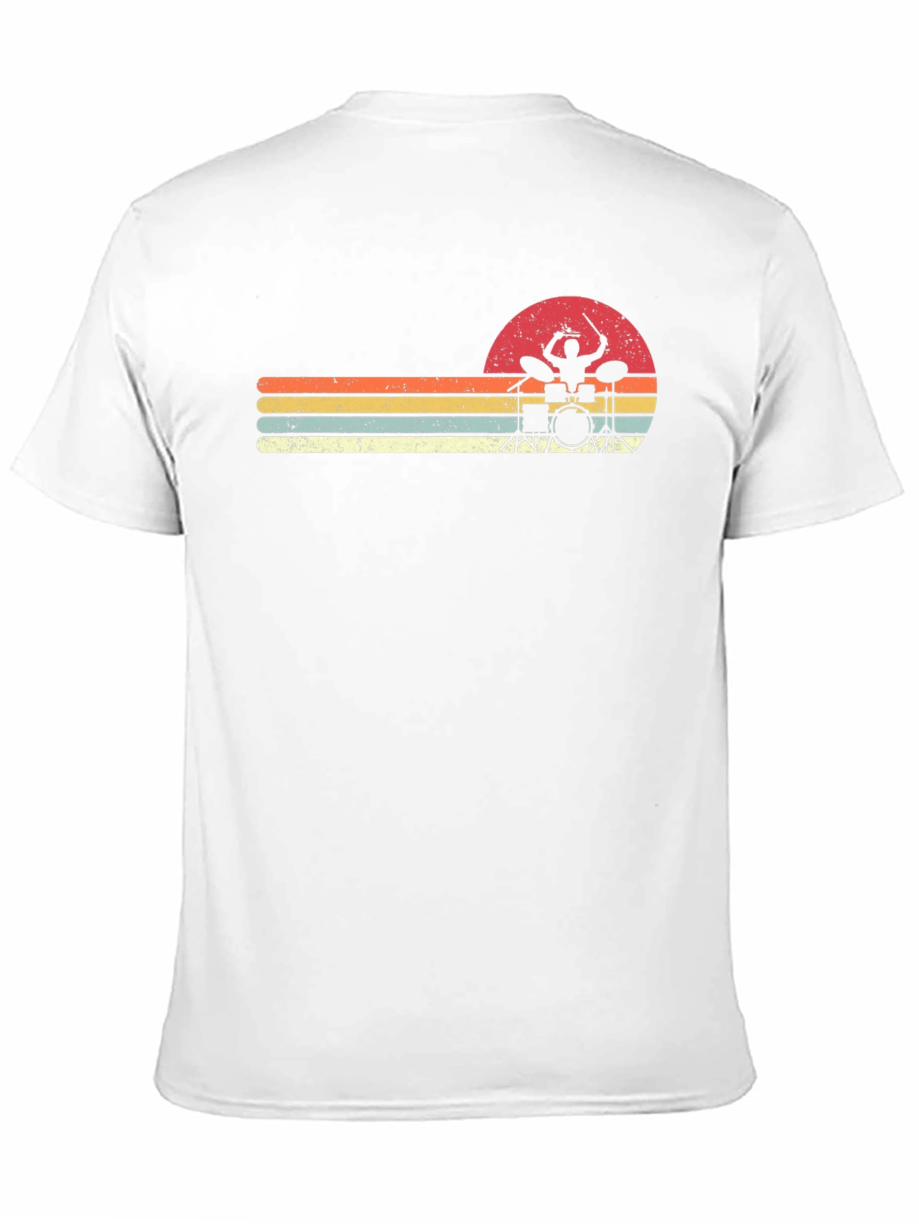 Retro Drummer Sunset Graphic Tee - Black