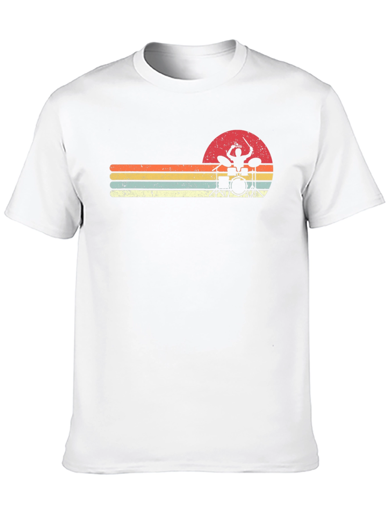 Retro Drummer Sunset Graphic Tee - Black