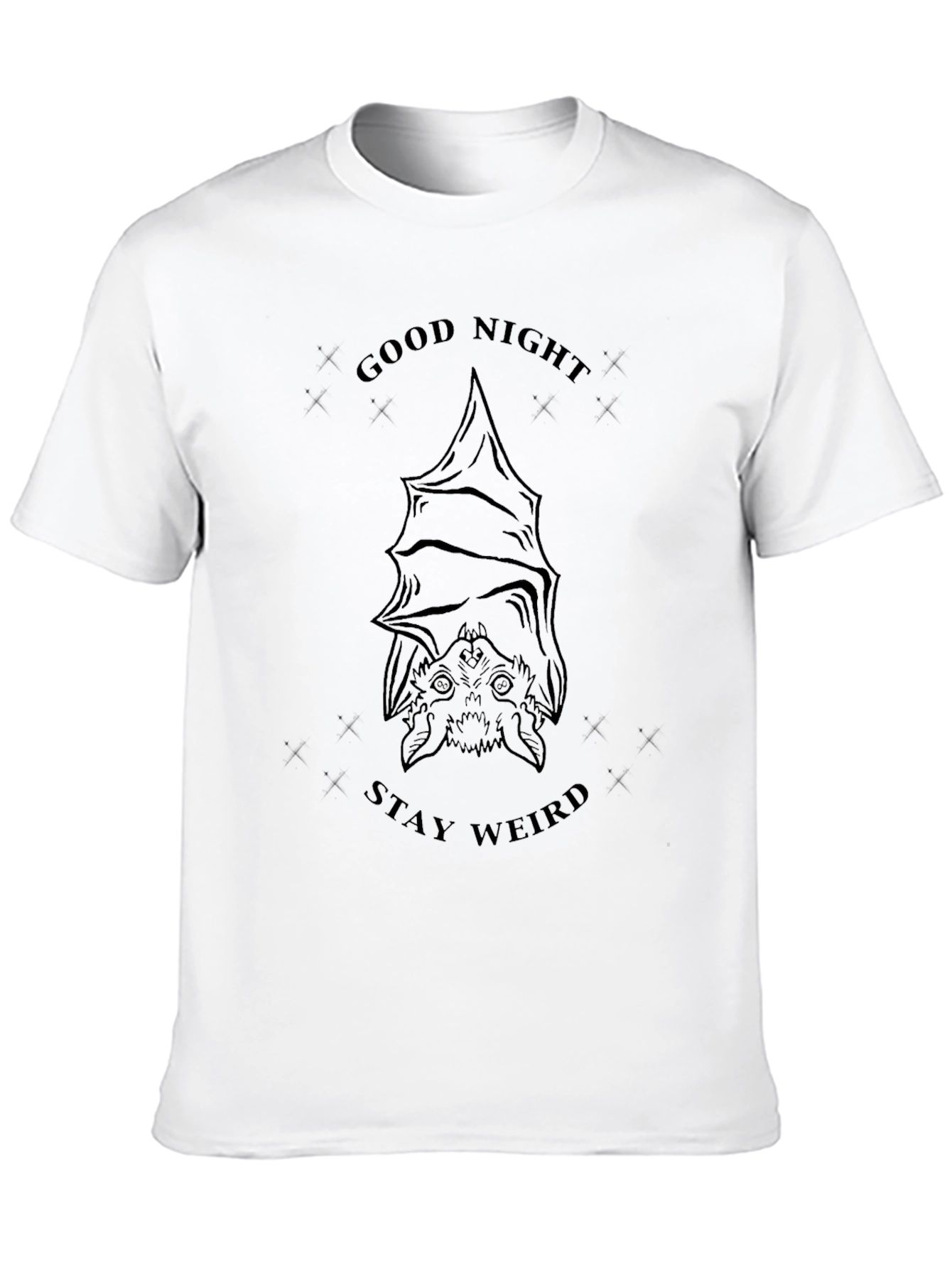 Good Night Stay Weird Bat Graphic T-Shirt