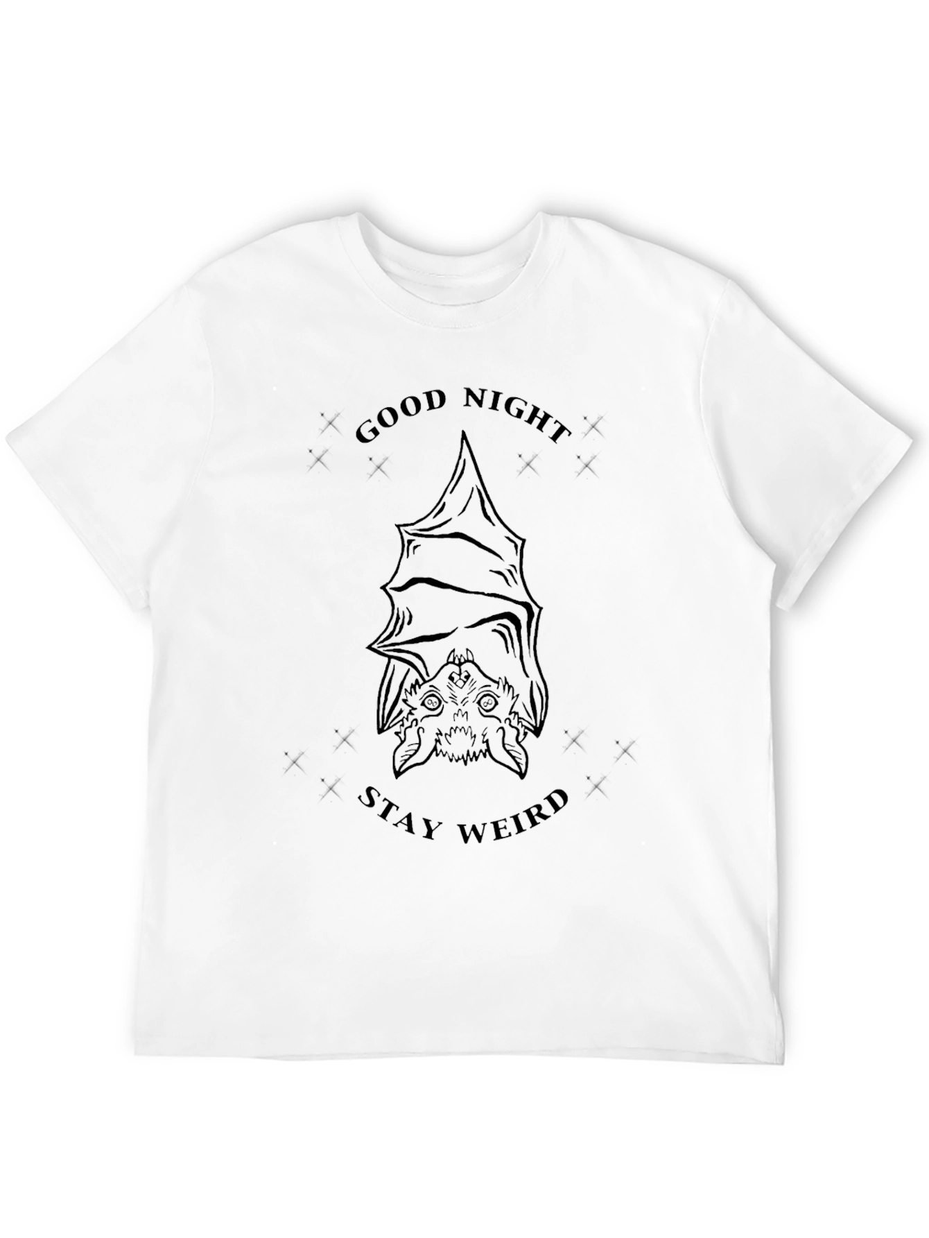 Good Night Stay Weird Bat Graphic T-Shirt