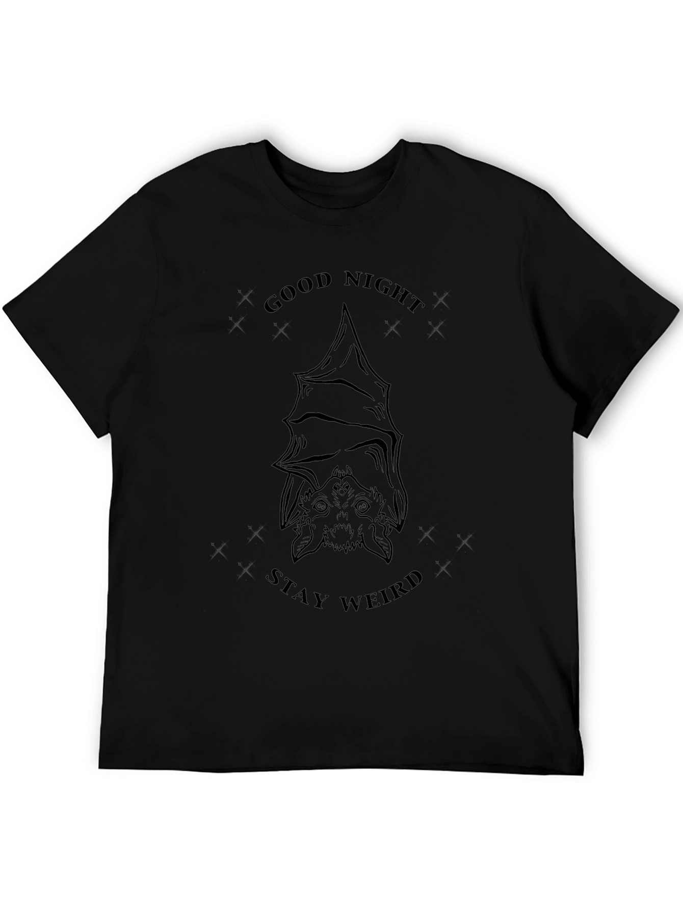 Good Night Stay Weird Bat Graphic T-Shirt