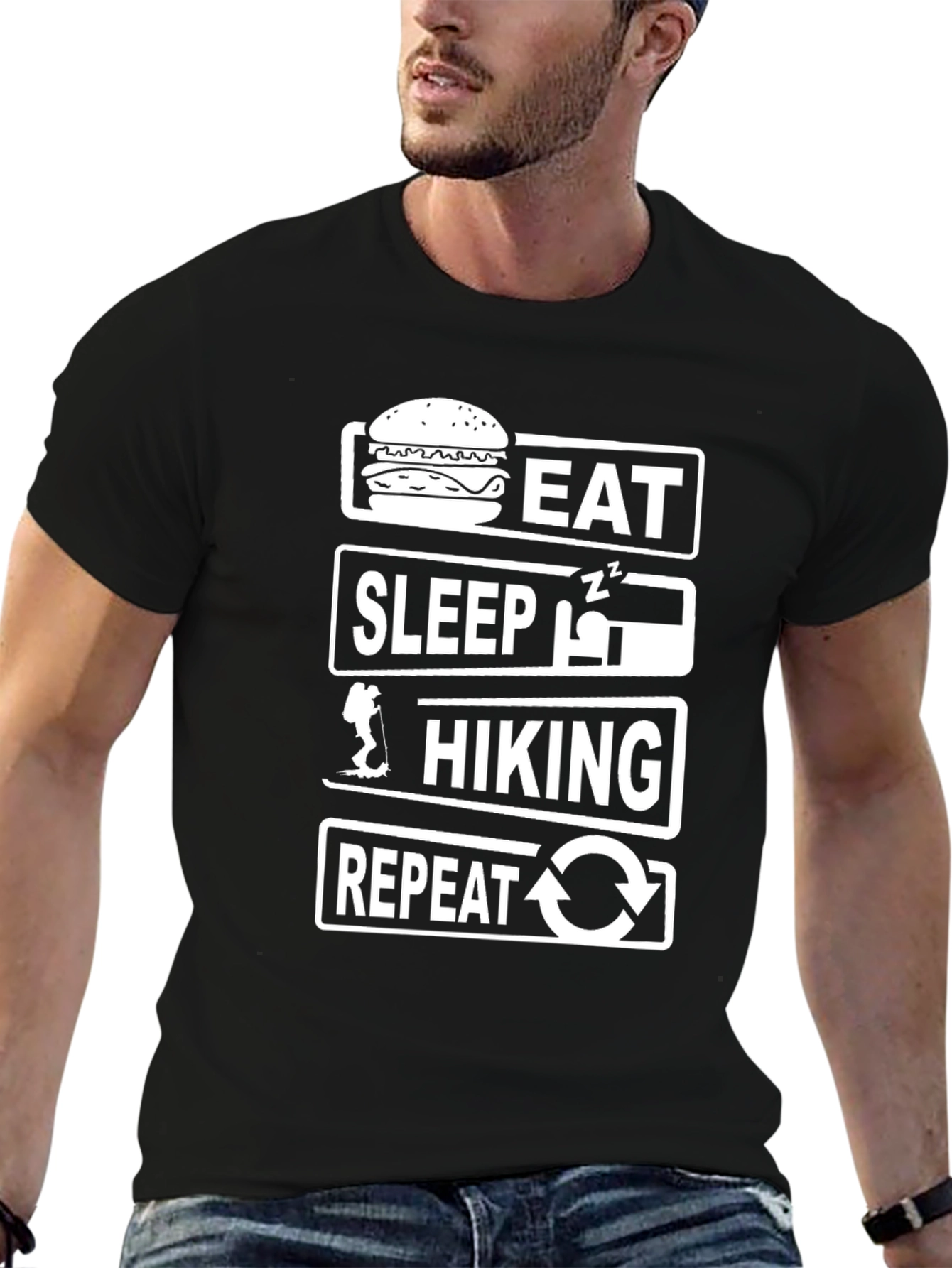 Eat Sleep Hike Repeat T-Shirt - Black