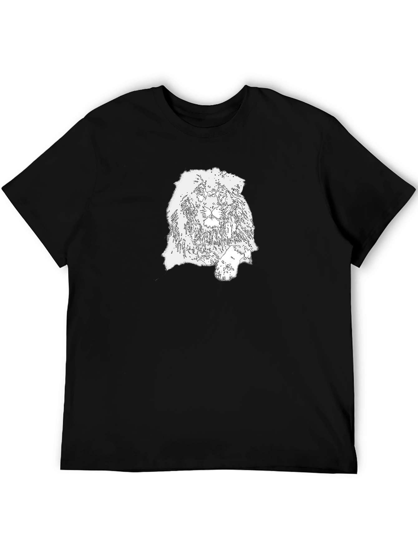 Lion Outline Graphic Tee - Bold Black