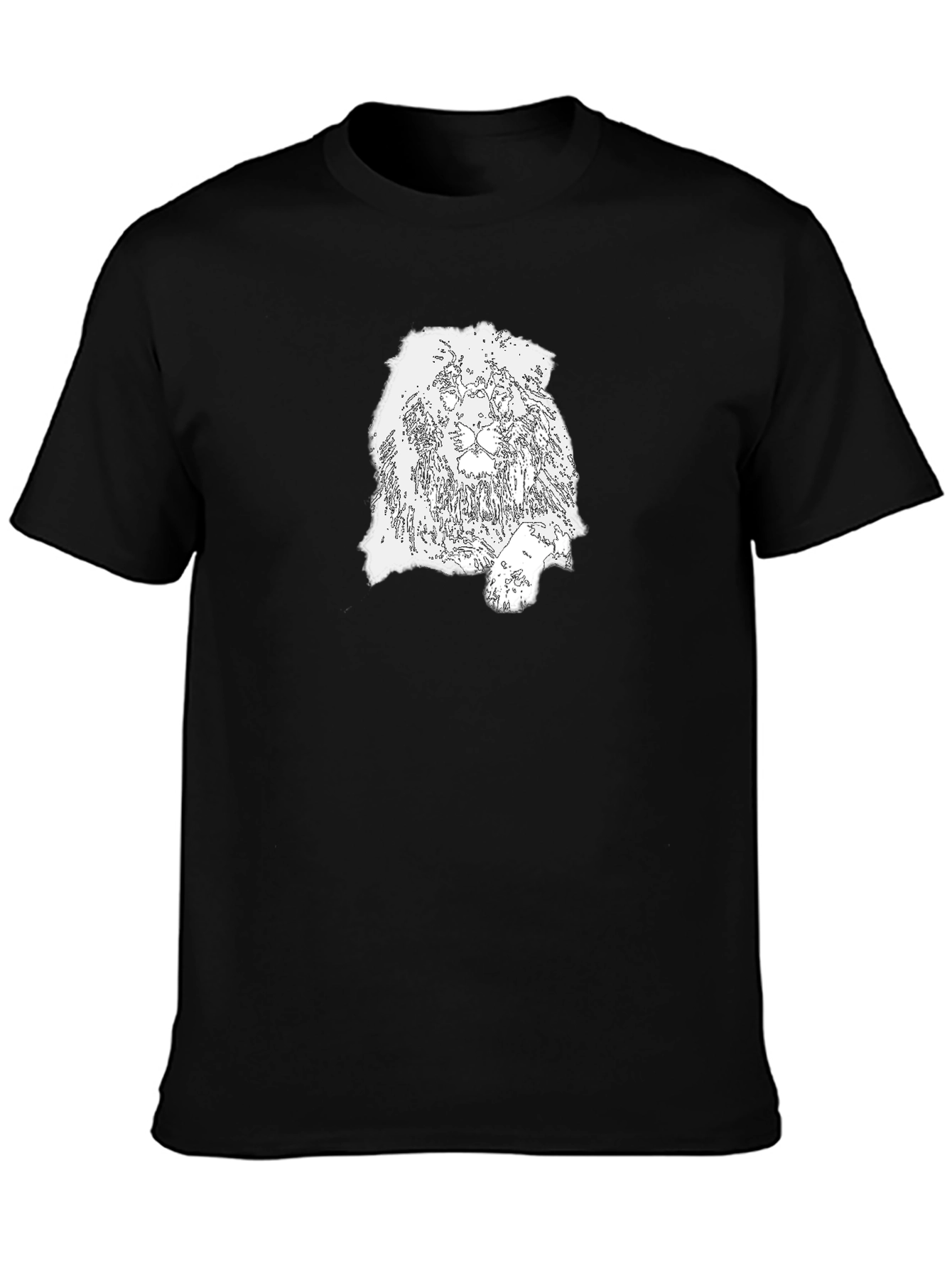Lion Outline Graphic Tee - Bold Black