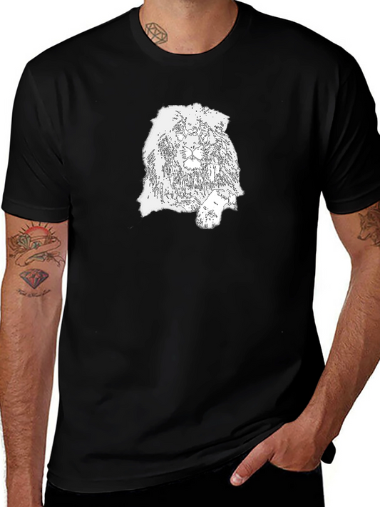 Lion Outline Graphic Tee - Bold Black