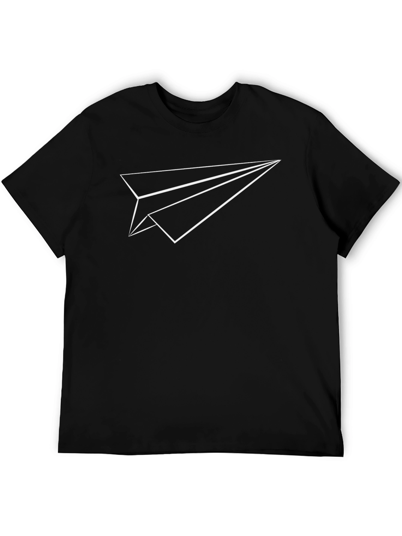 Paper Airplane Graphic Tee - Black Cotton Comfort