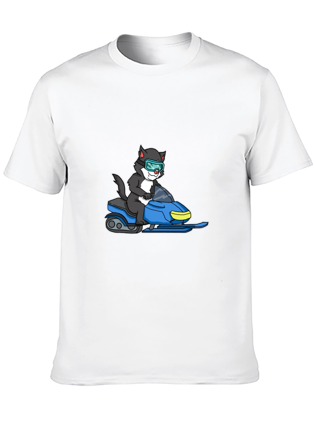 Cat on Snowmobile Graphic T-Shirt