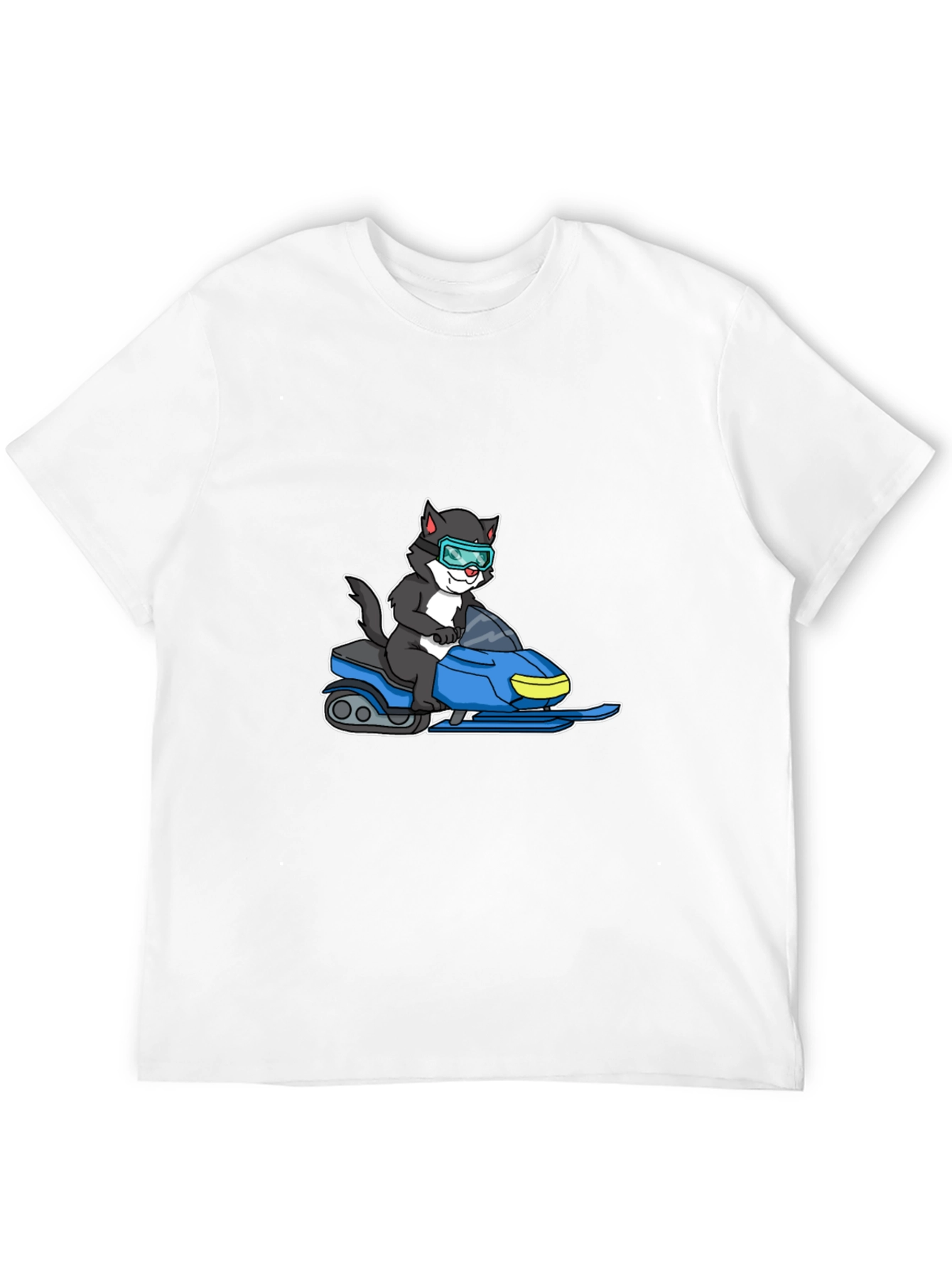 Cat on Snowmobile Graphic T-Shirt