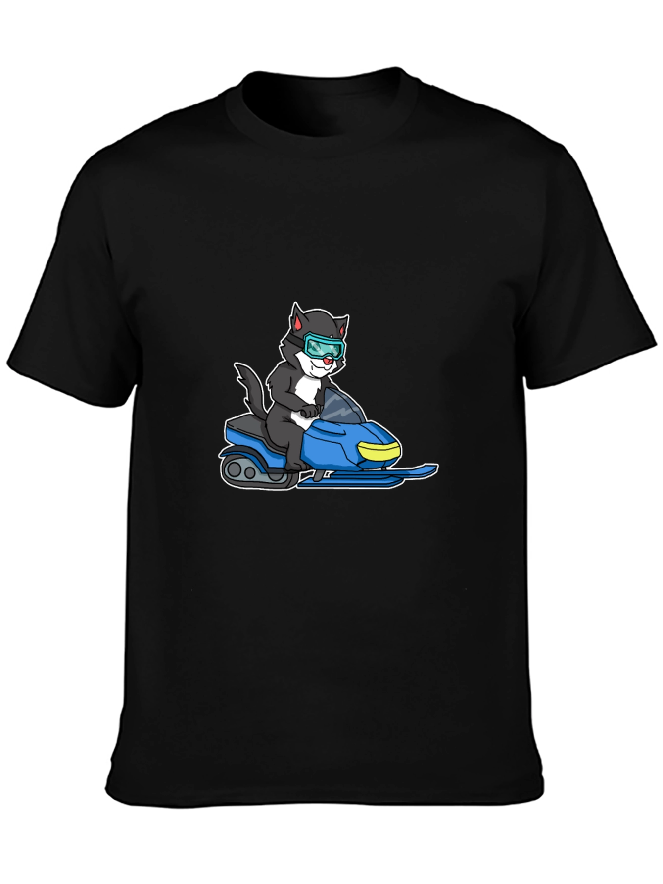 Cat on Snowmobile Graphic T-Shirt