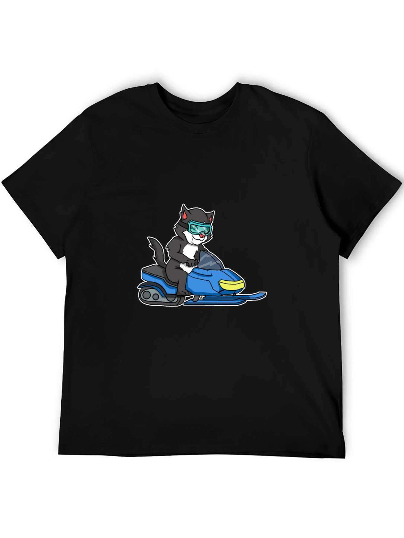 Cat on Snowmobile Graphic T-Shirt