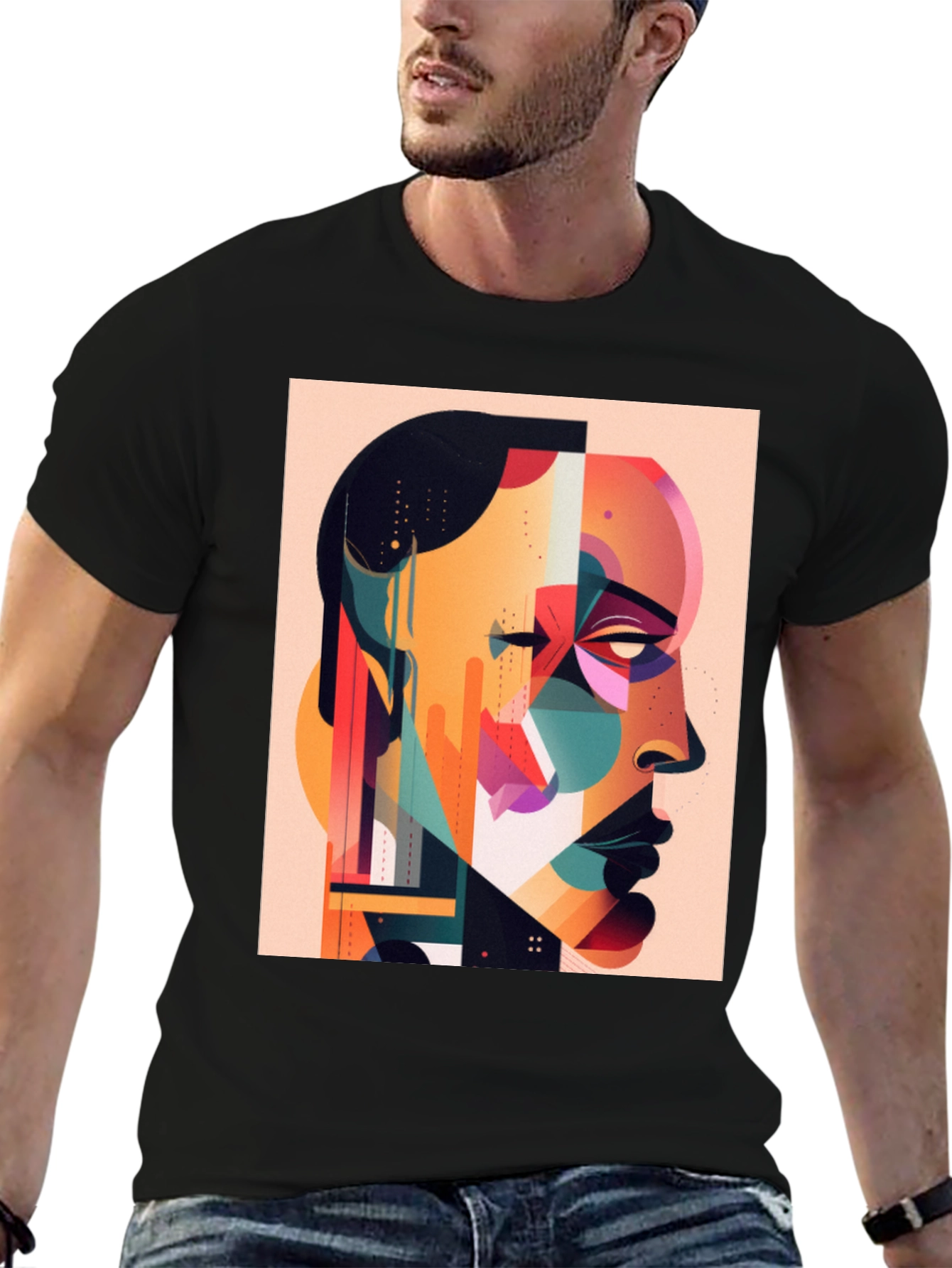 Abstract Art Print Black T-Shirt - Modern Graphic Tee