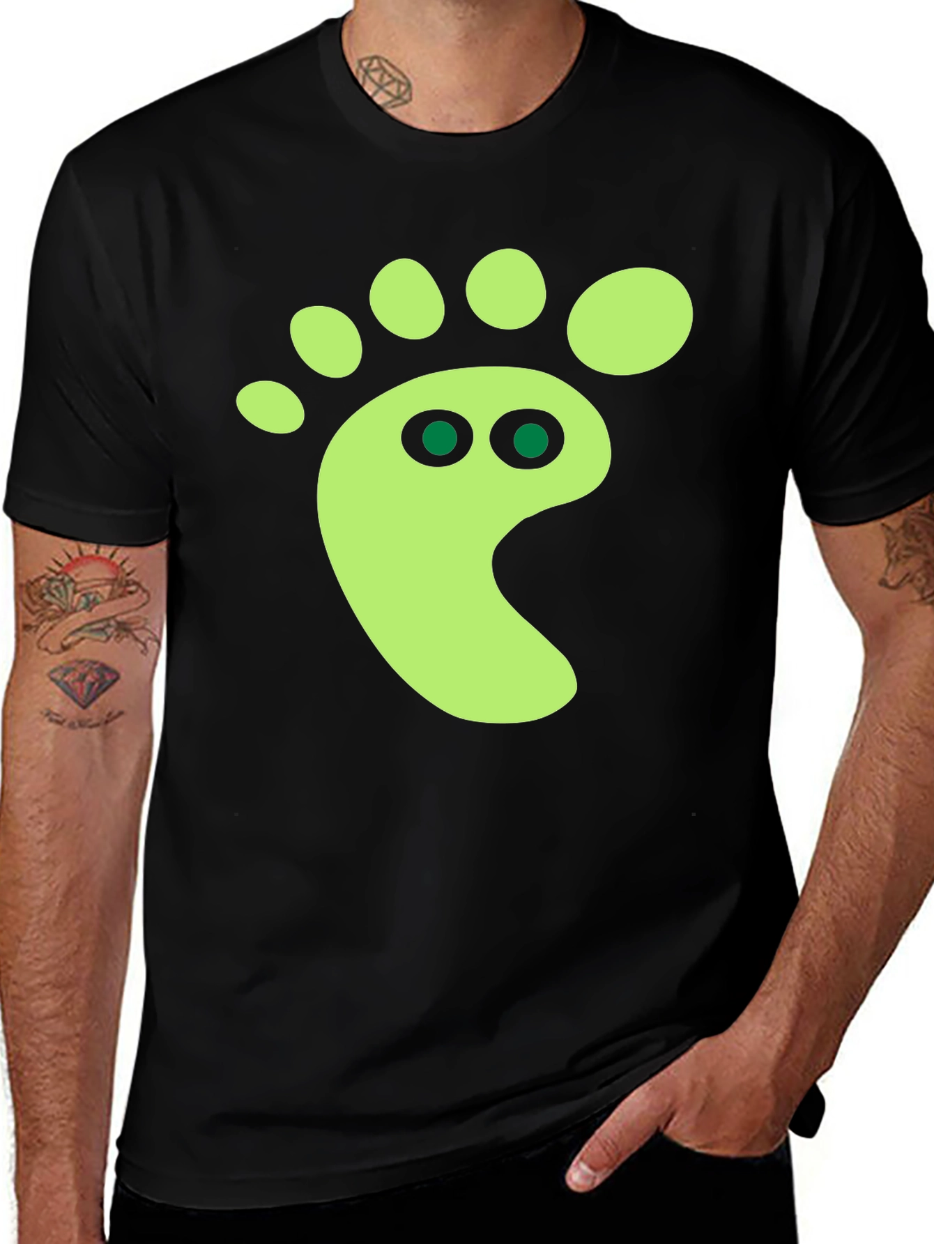 Funky Footprint Graphic Tee - Black Cotton Shirt