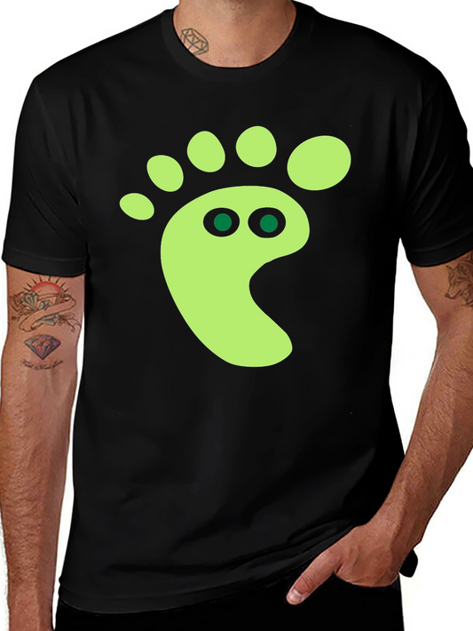Funky Footprint Graphic Tee - Black Cotton Shirt