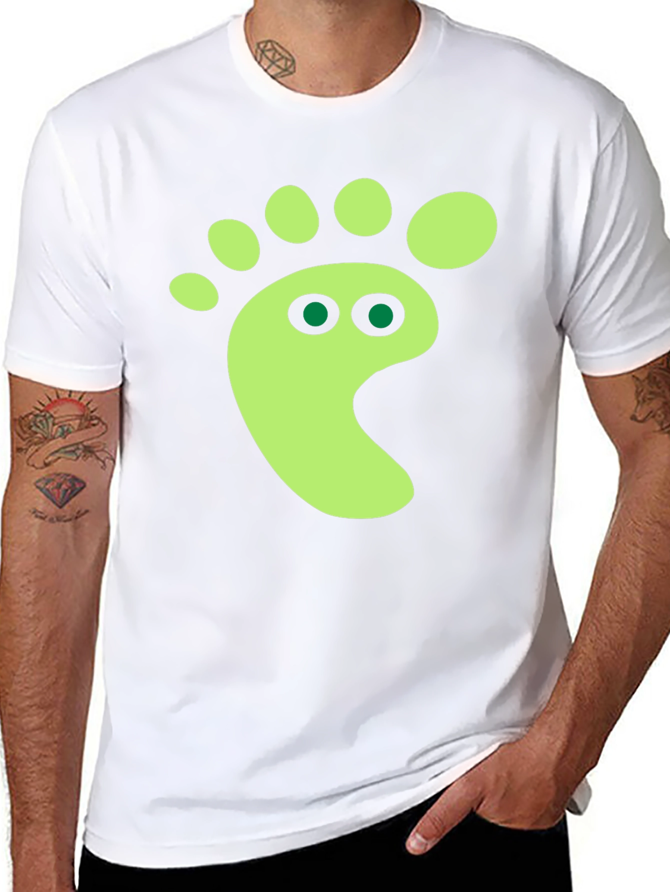 Funky Footprint Graphic Tee - Black Cotton Shirt