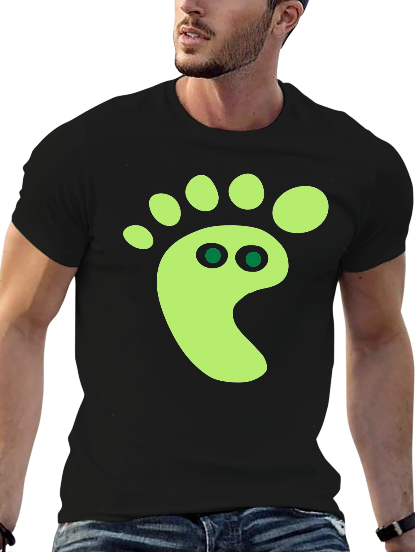 Funky Footprint Graphic Tee - Black Cotton Shirt