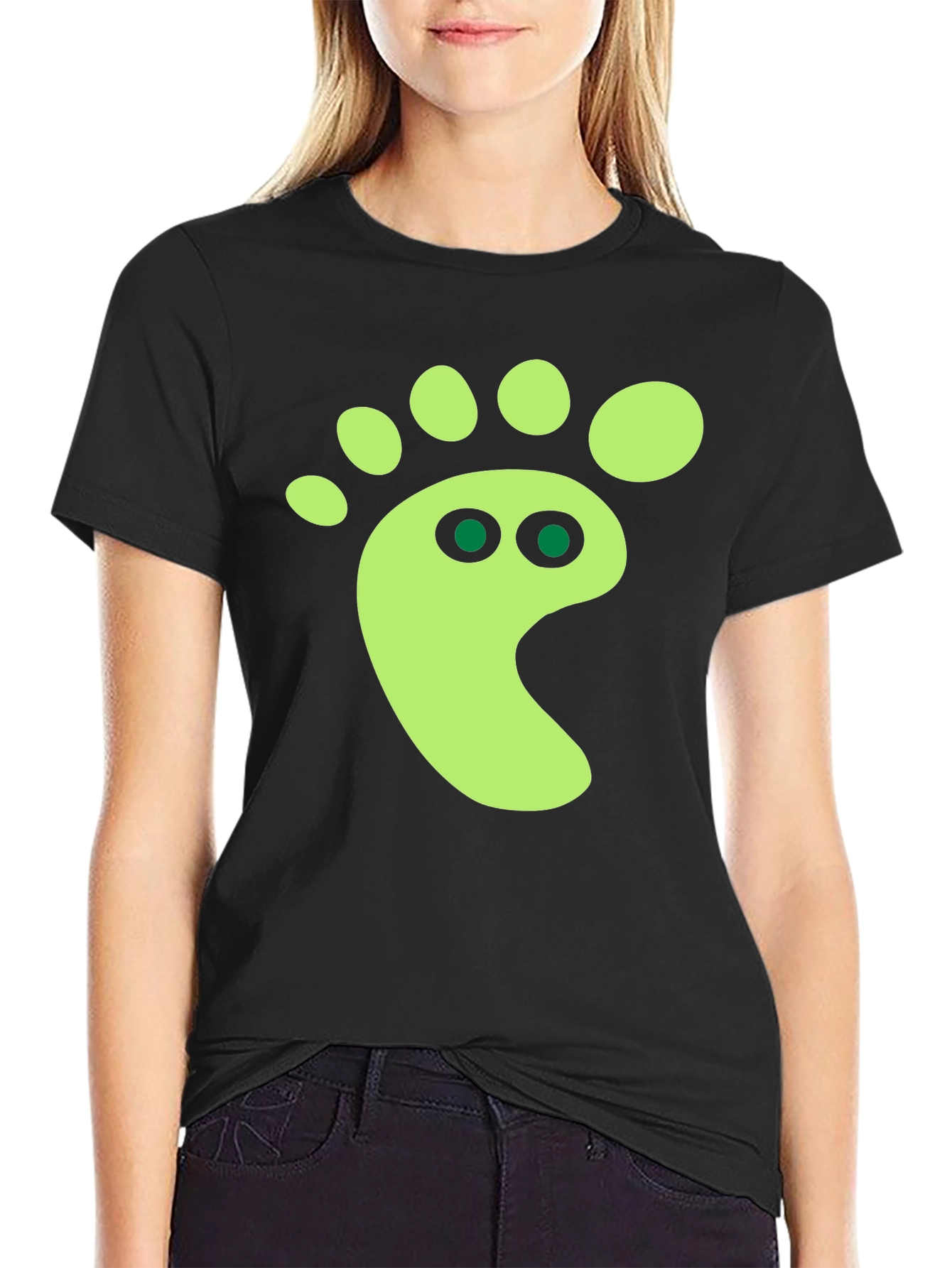 Funky Footprint Graphic Tee - Black Cotton Shirt