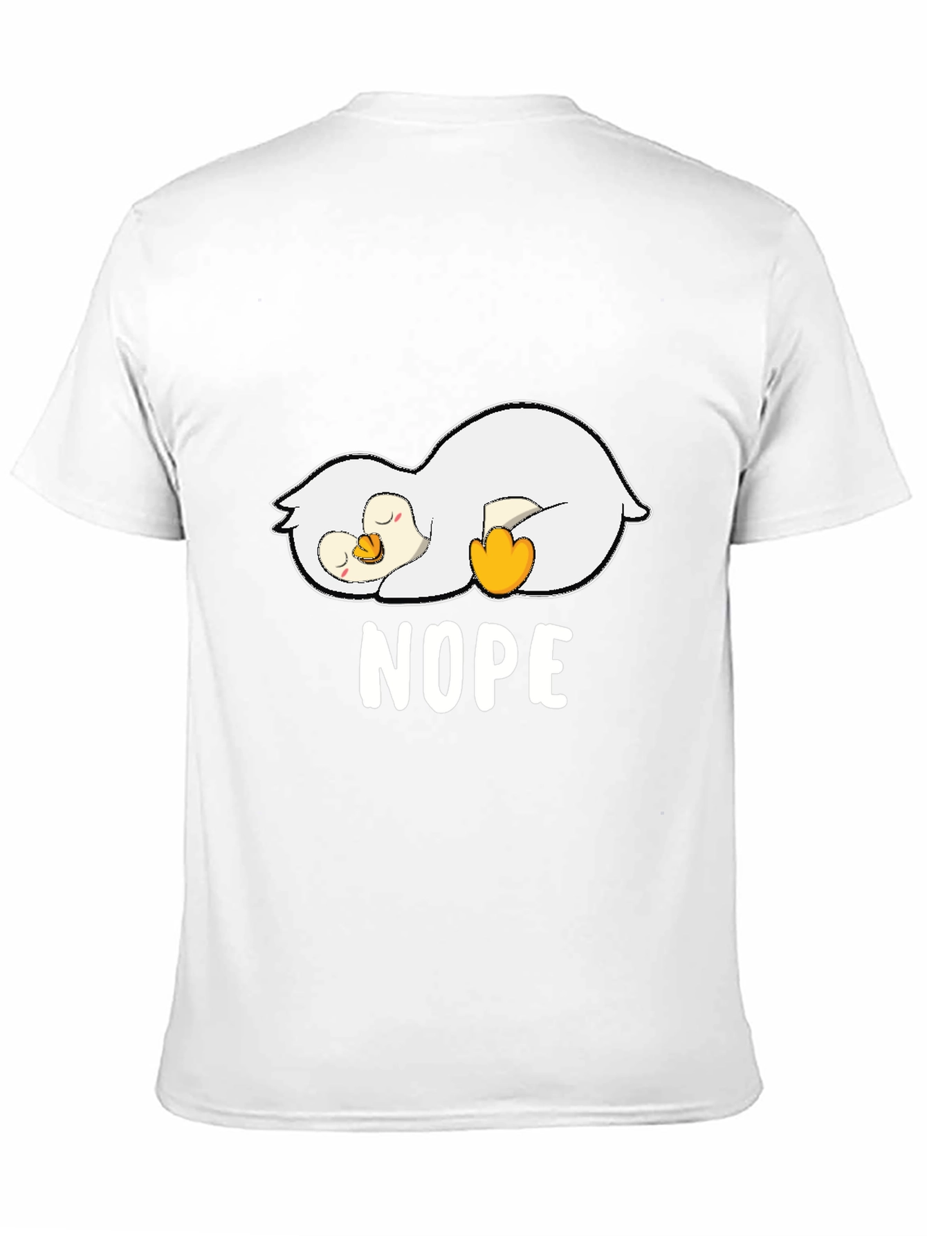 Nope Lazy Penguin Graphic T-Shirt - Black