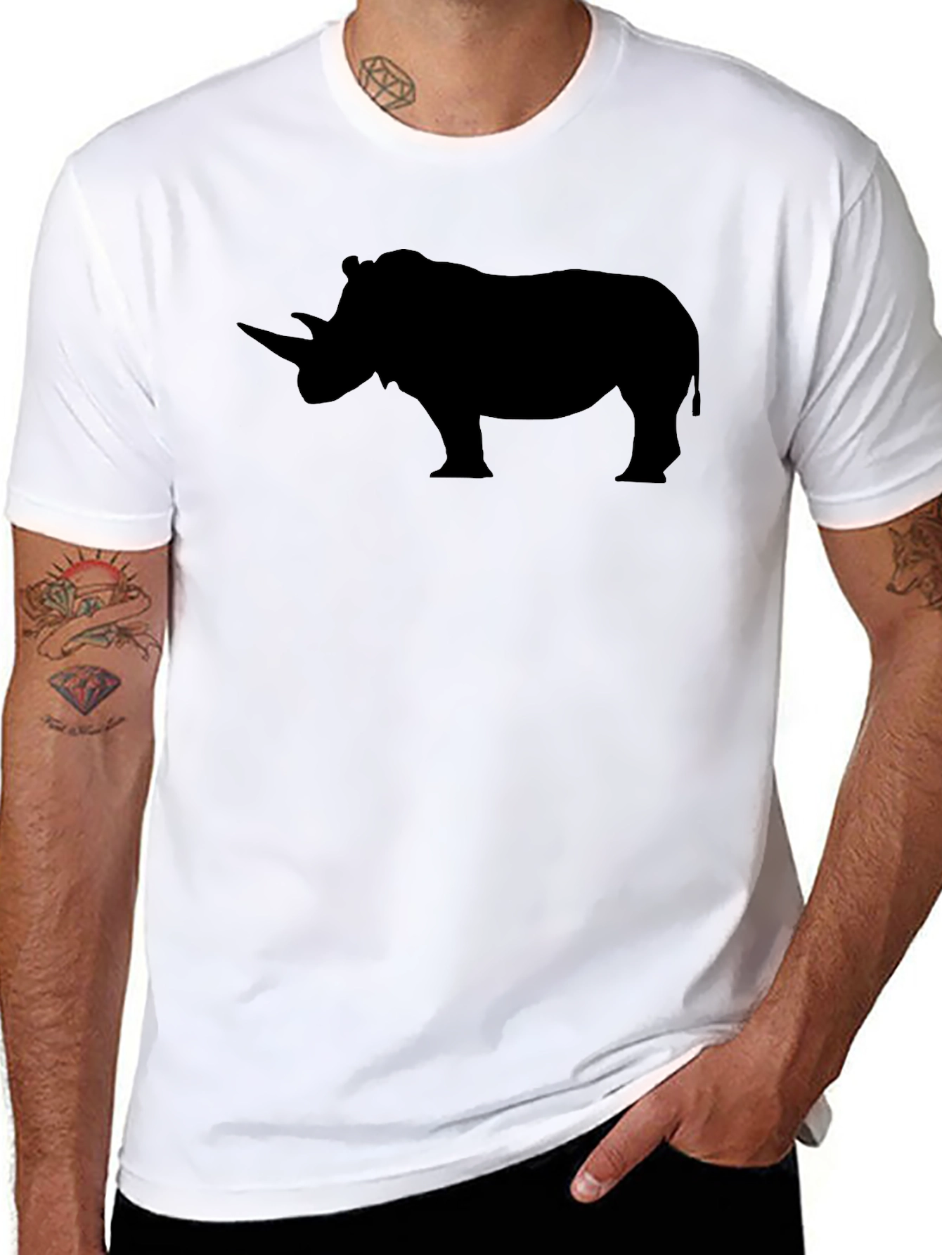 Rhino Silhouette T-Shirt - Unisex Black Tee