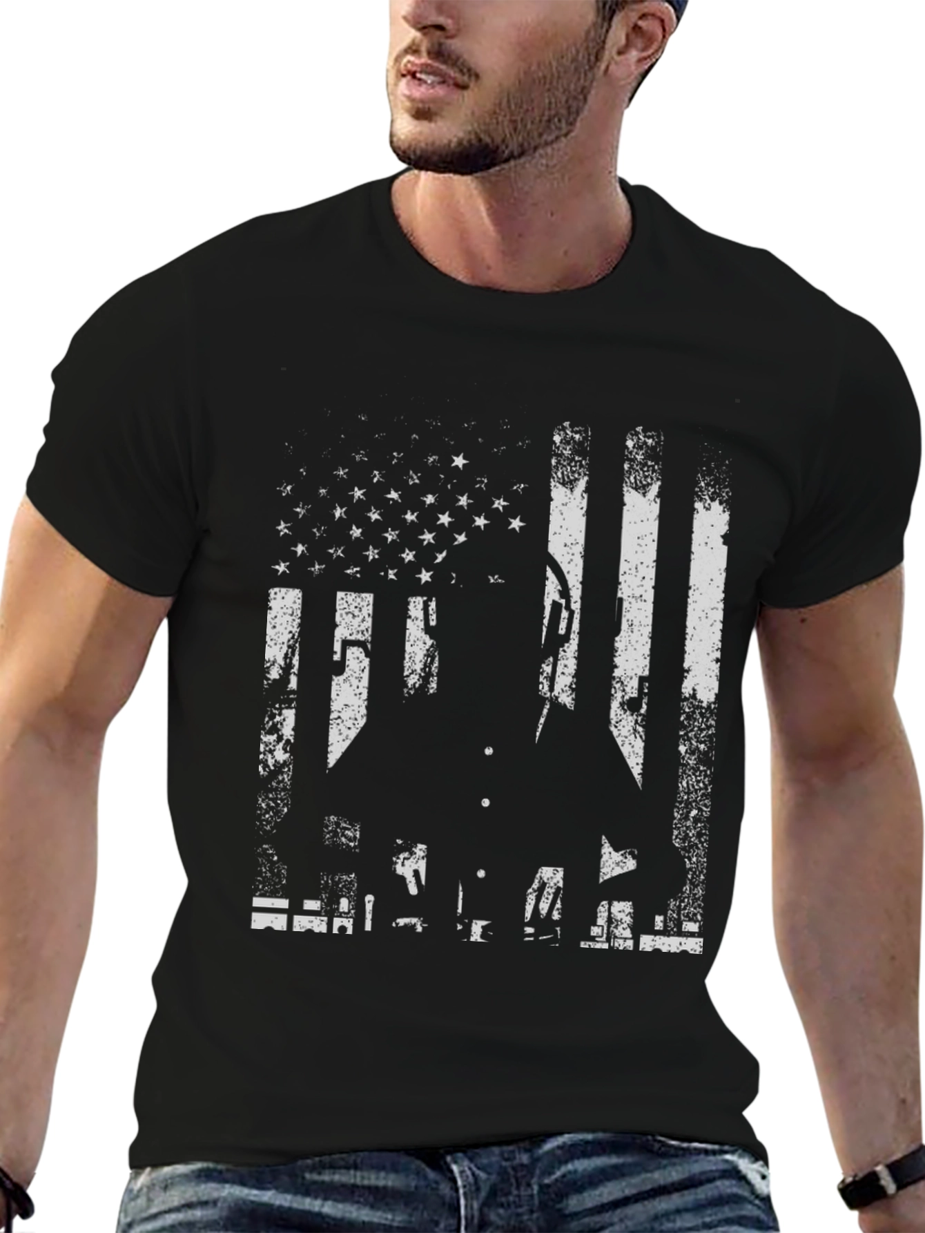 American Flag Silhouette T-Shirt - Patriotic Style