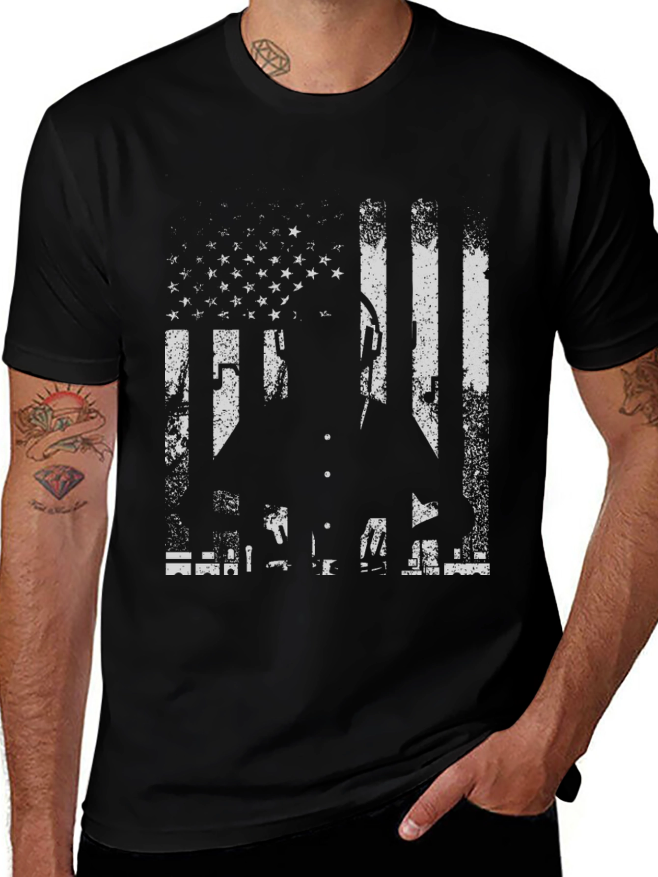 American Flag Silhouette T-Shirt - Patriotic Style