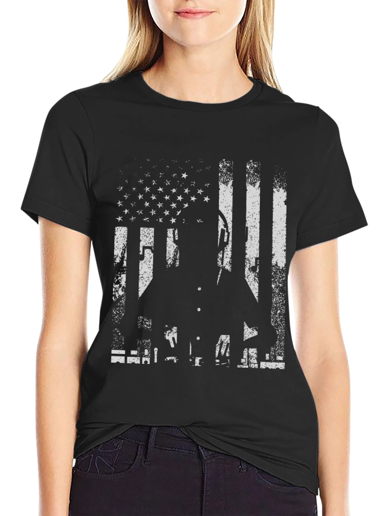 American Flag Silhouette T-Shirt - Patriotic Style