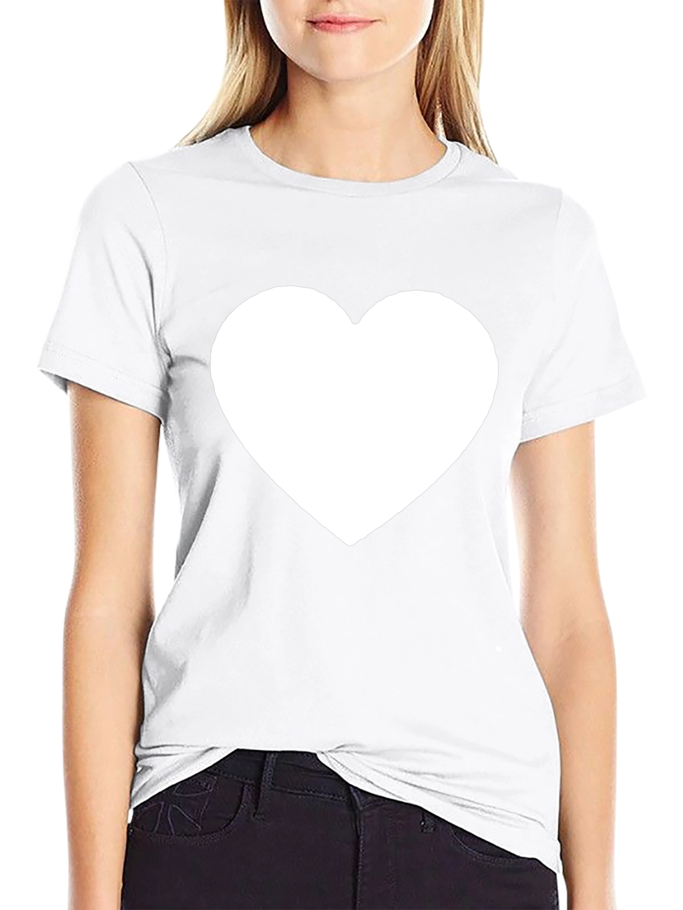 Black T-Shirt with White Heart