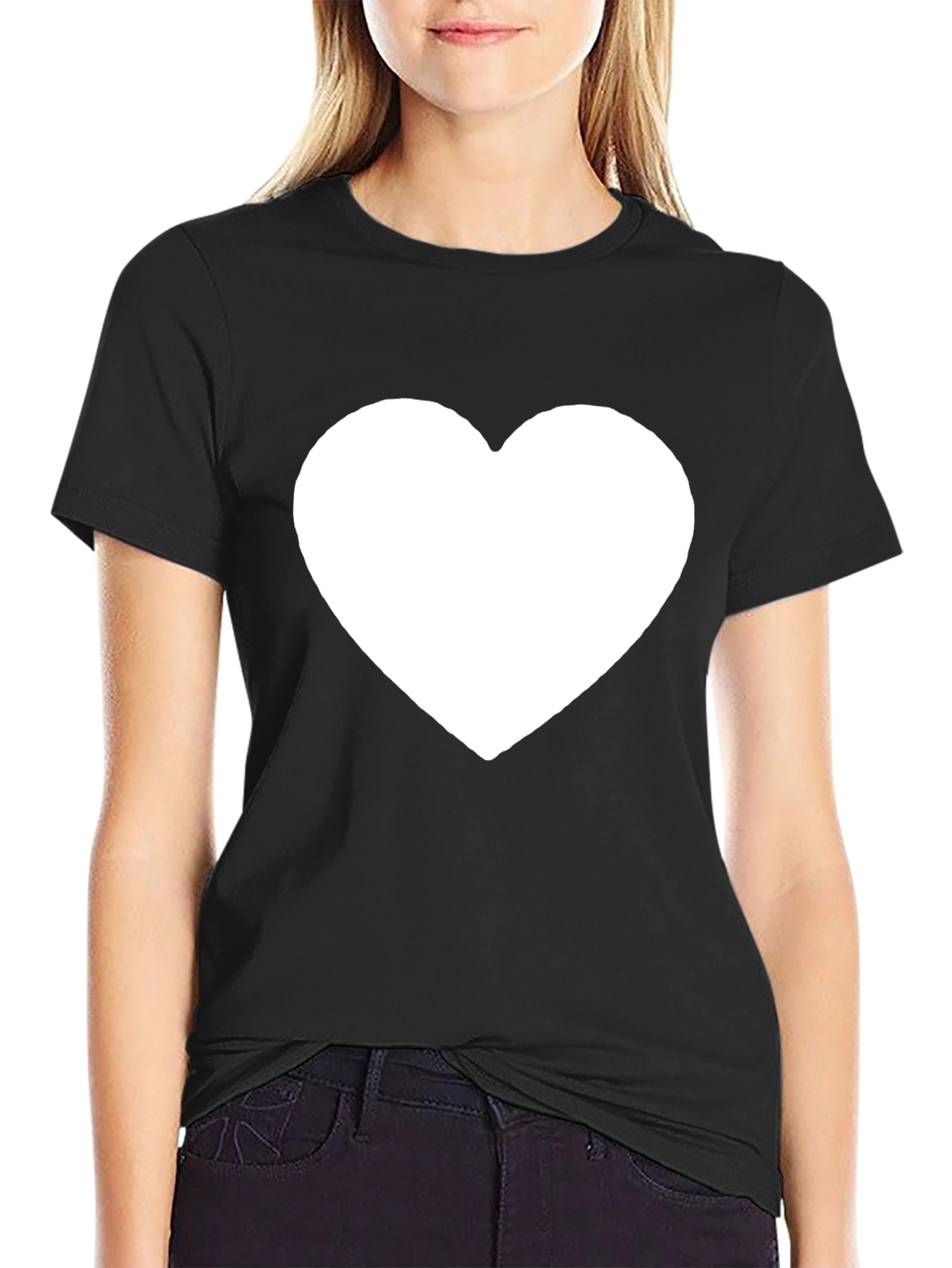 Black T-Shirt with White Heart