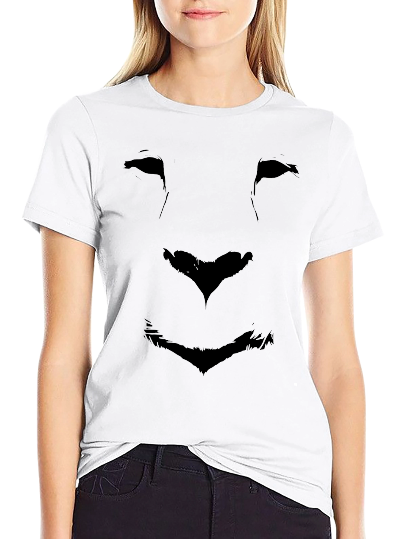 Lion Face Graphic T-Shirt - Black