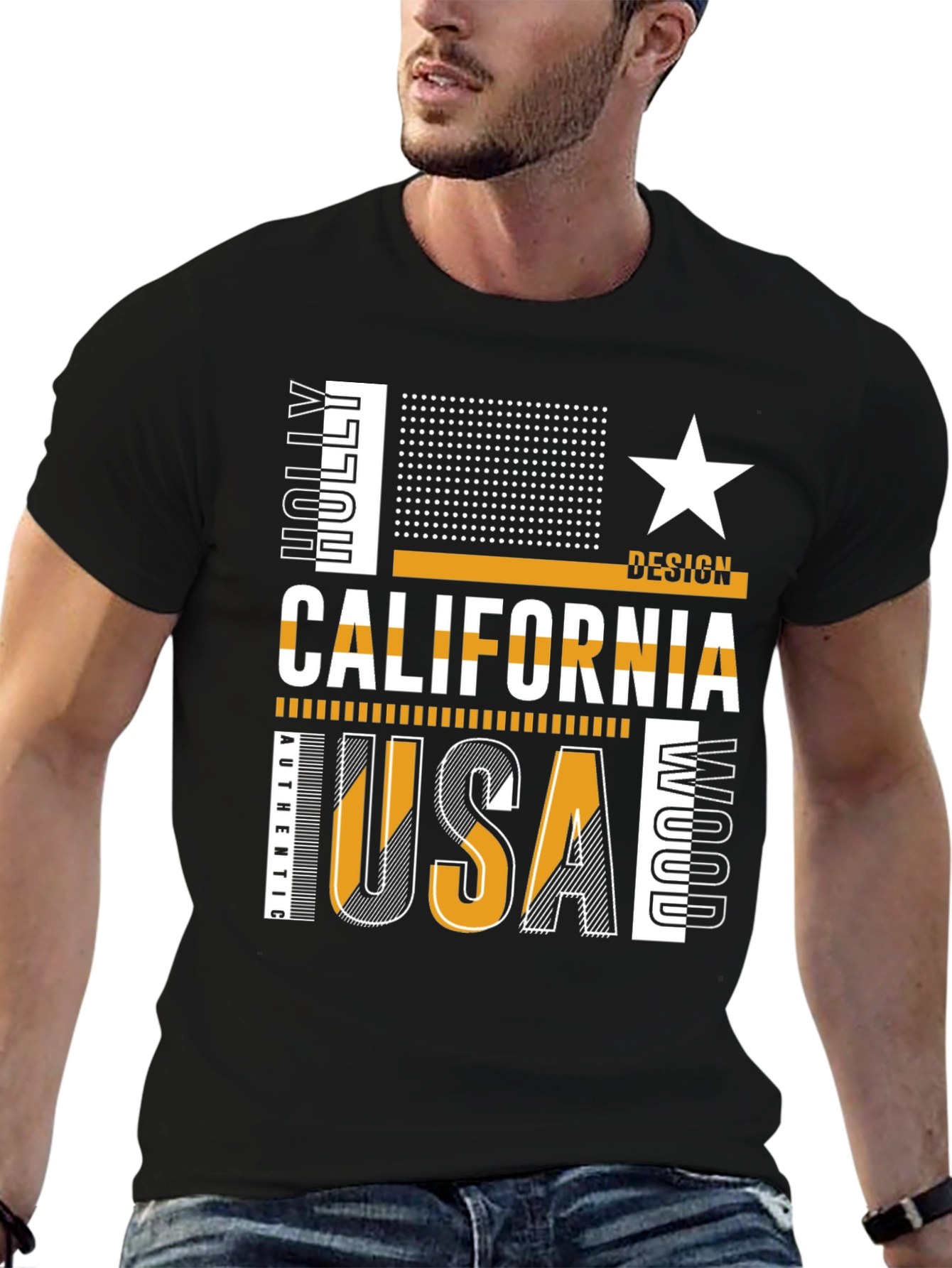 California USA Graphic Tee - Mens Black T-Shirt