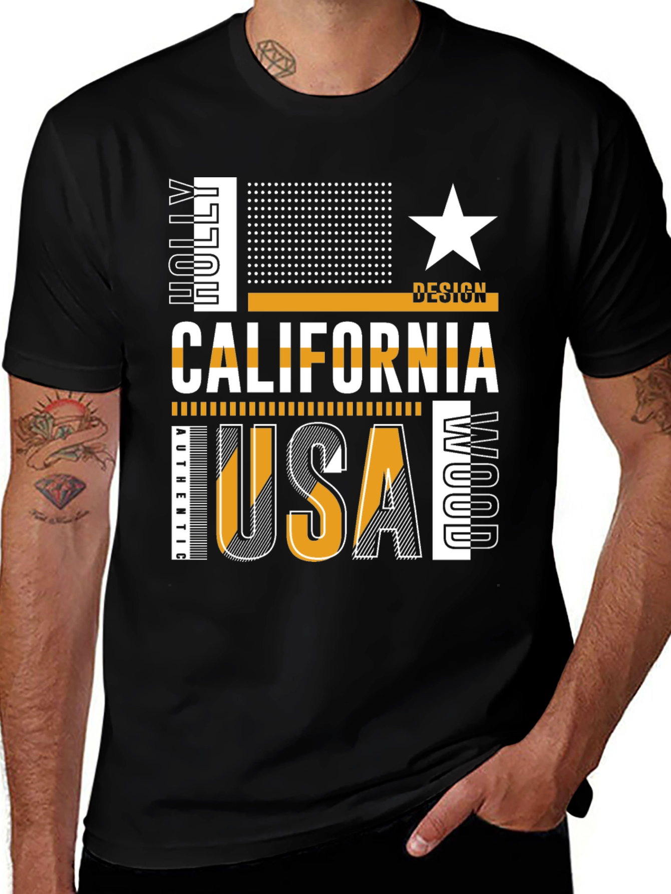 California USA Graphic Tee - Mens Black T-Shirt