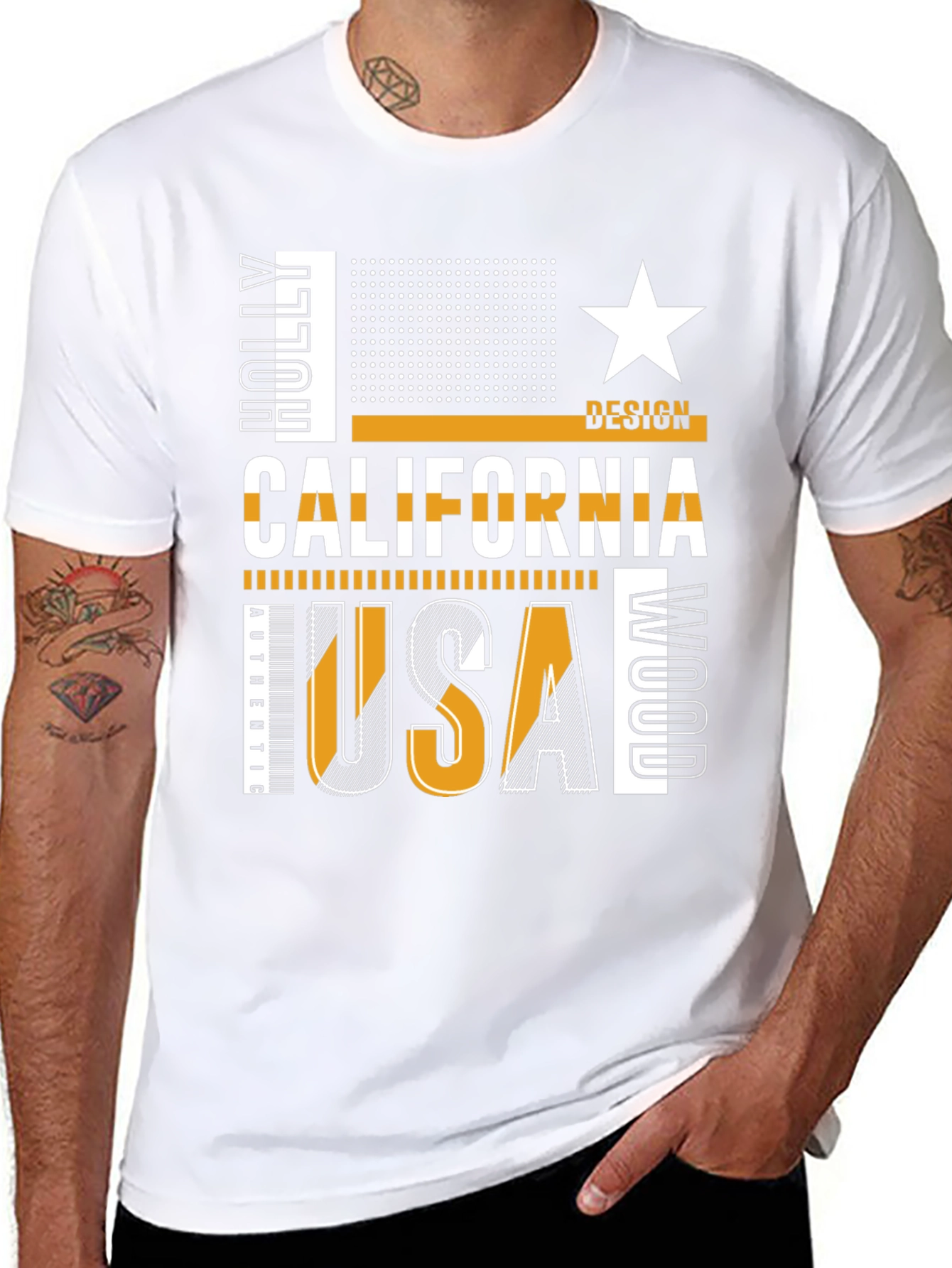 California USA Graphic Tee - Mens Black T-Shirt