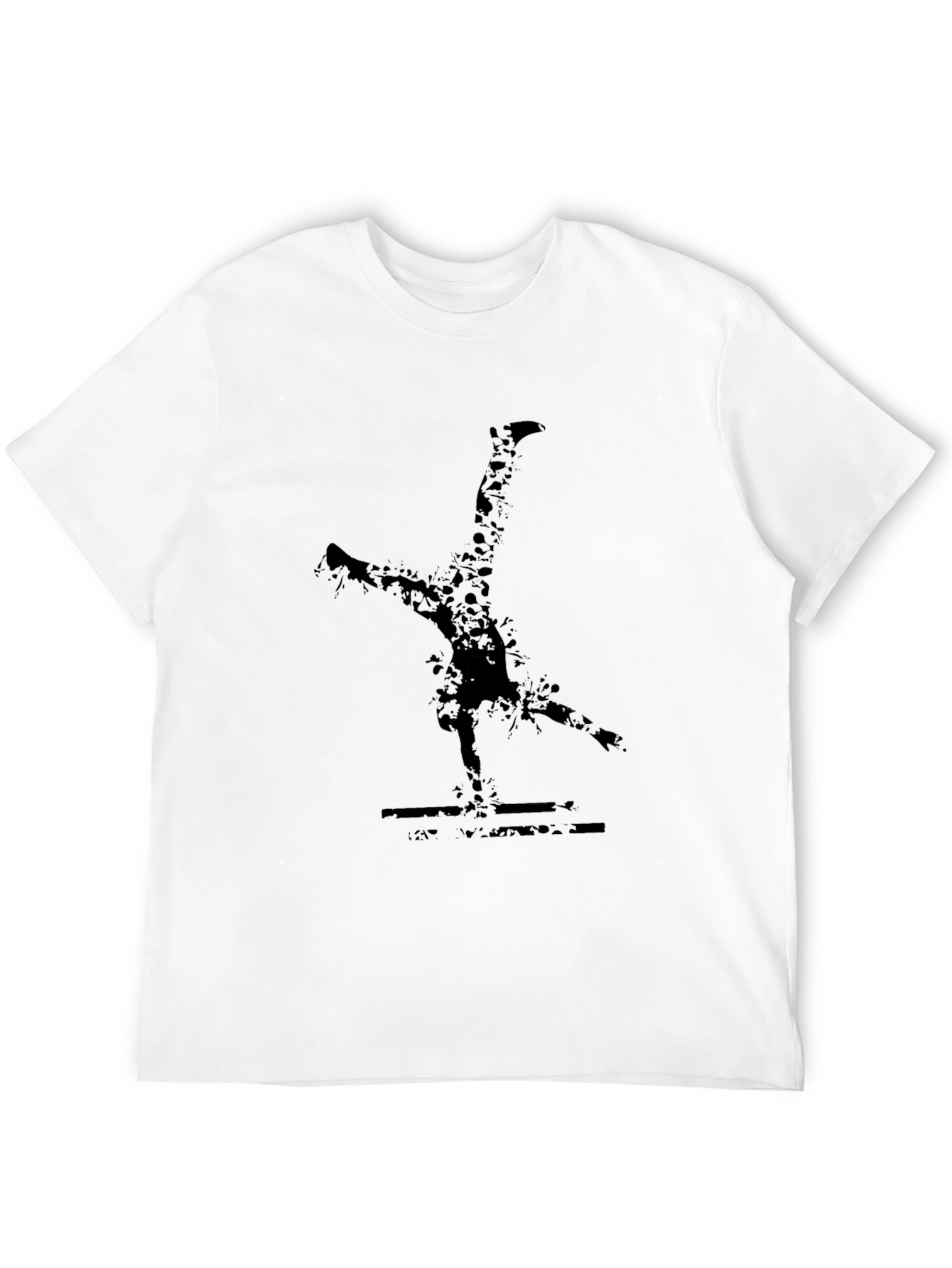 Mens Black T-Shirt with Gymnastics Print