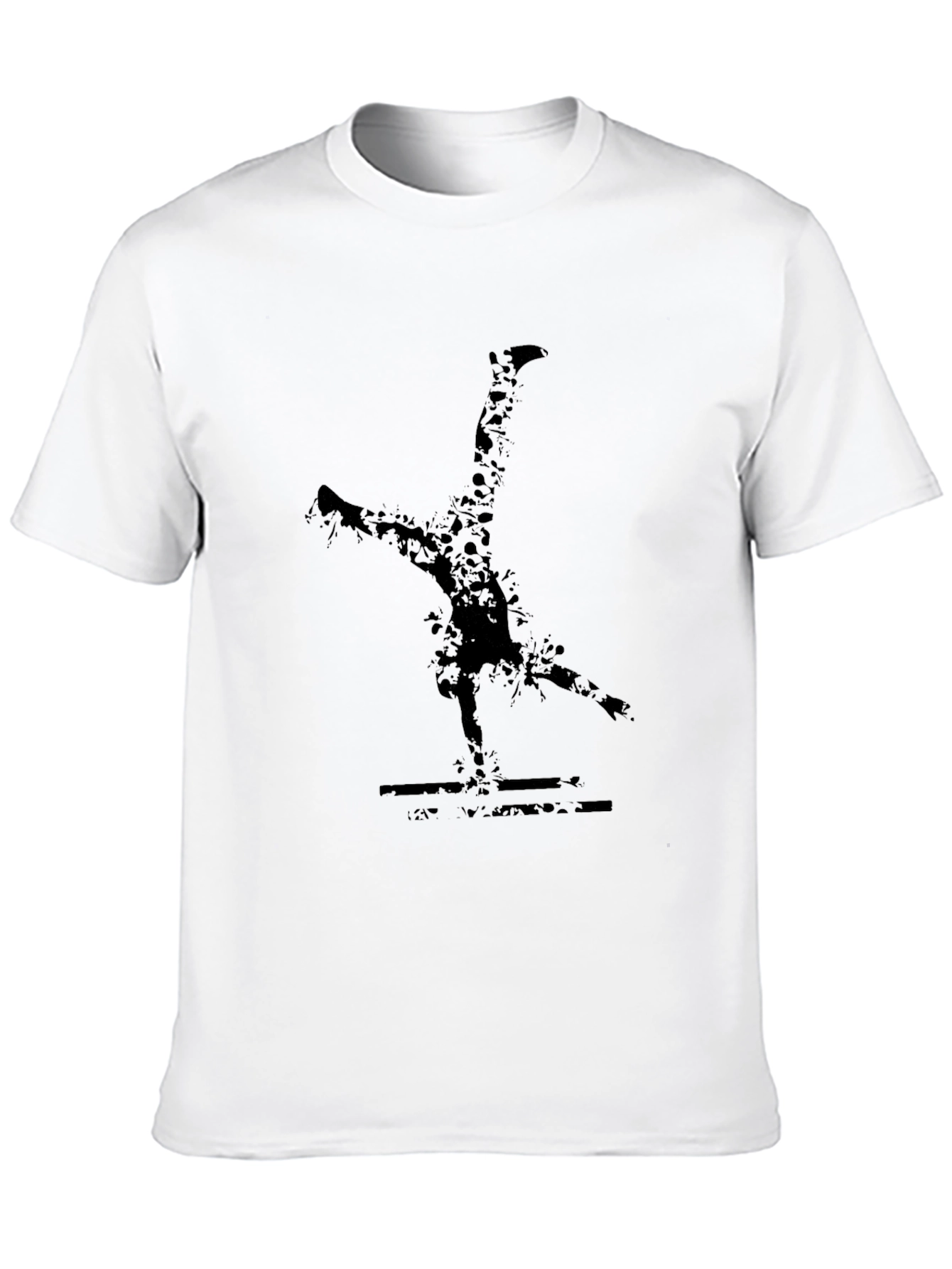 Mens Black T-Shirt with Gymnastics Print