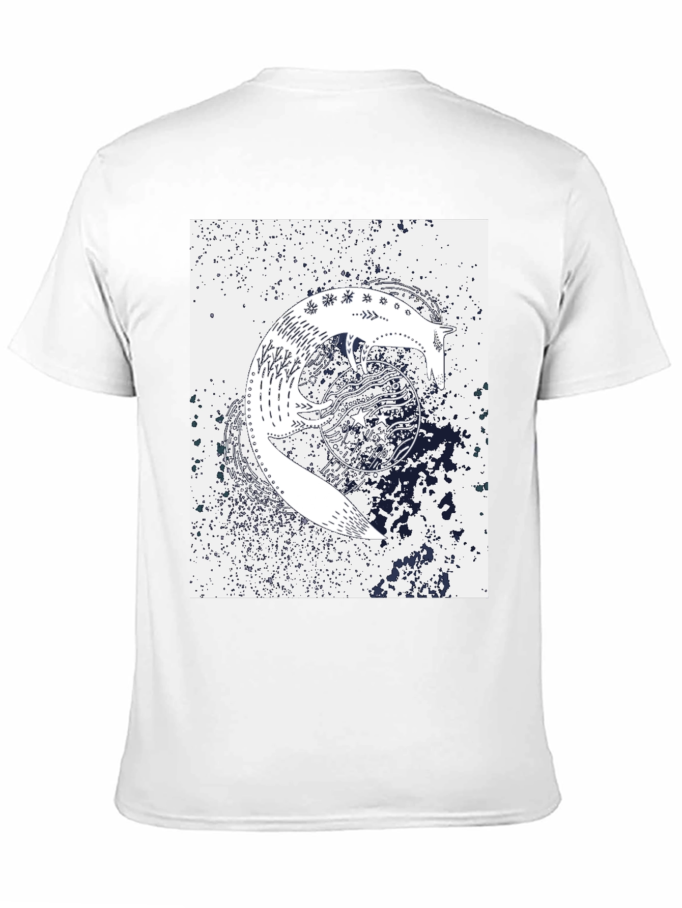 Abstract Fox Graphic Print Black T-Shirt