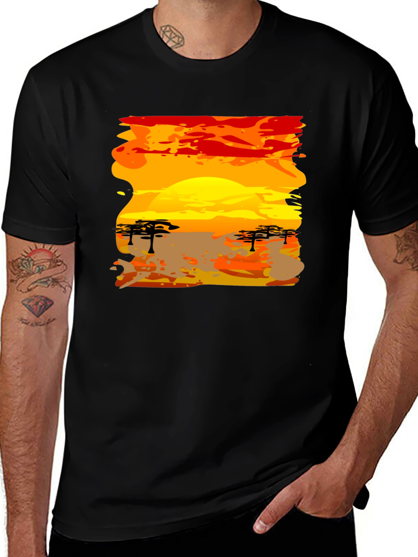 African Sunset Graphic Tee - Black T-Shirt