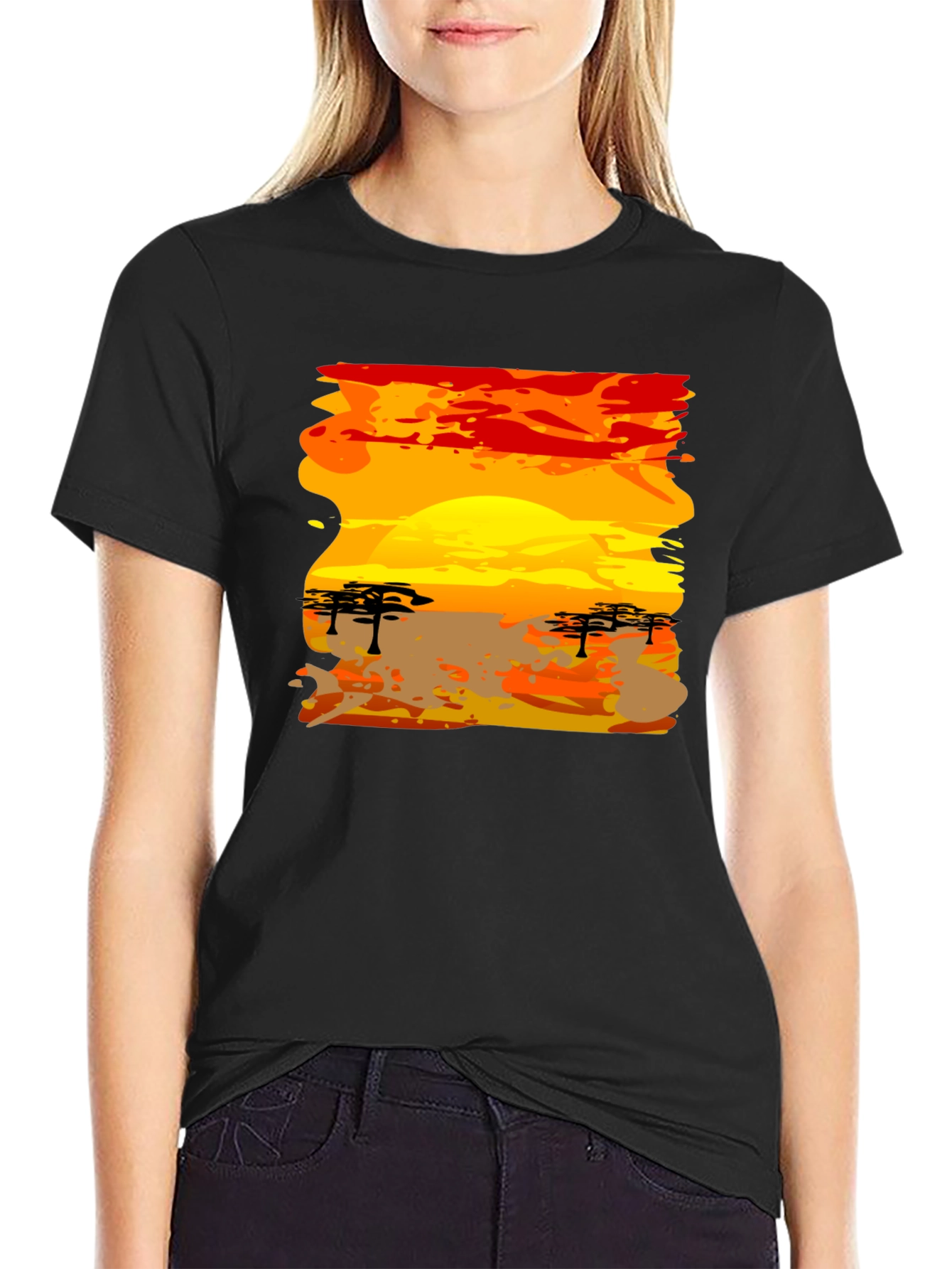 African Sunset Graphic Tee - Black T-Shirt