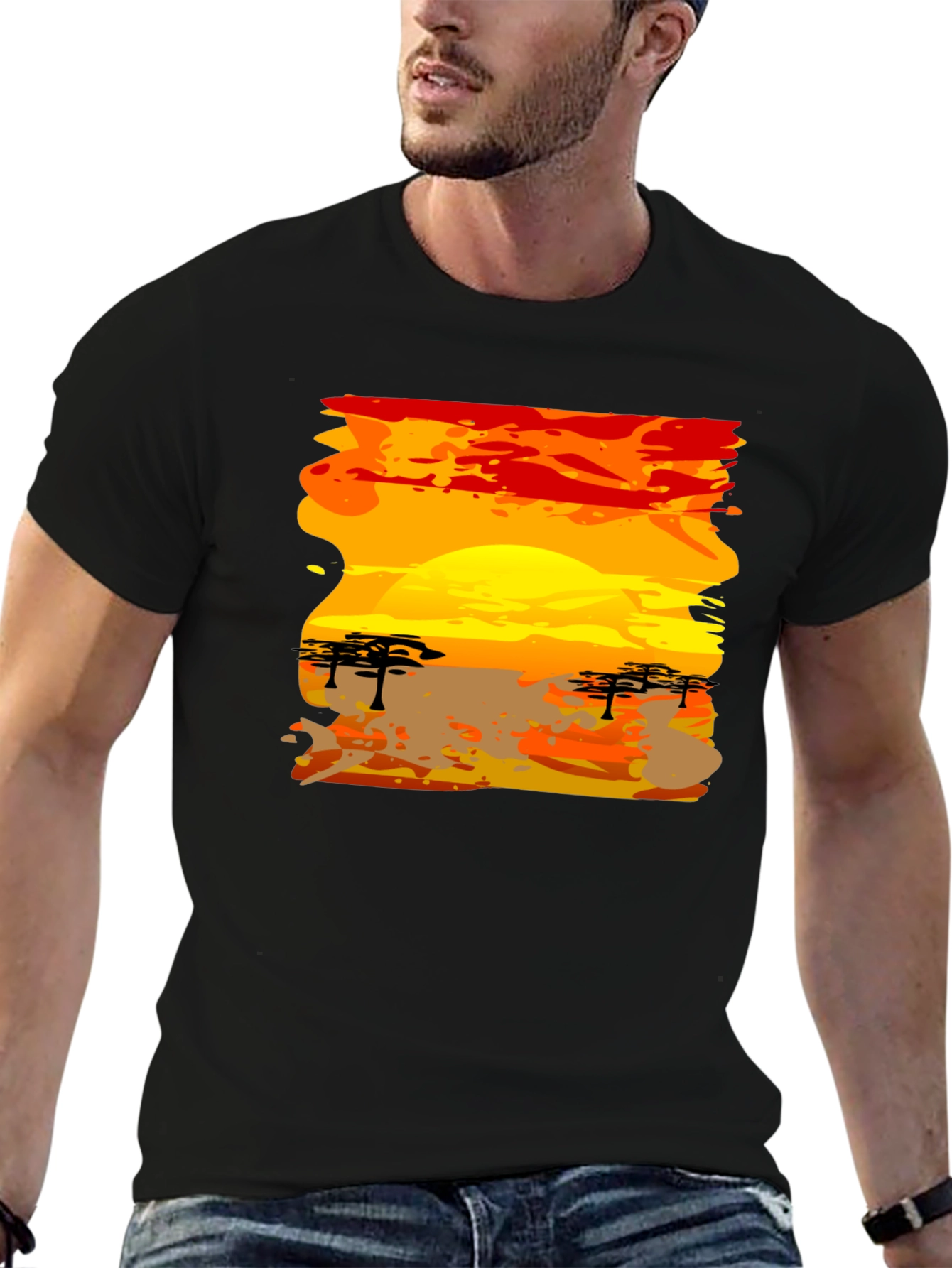 African Sunset Graphic Tee - Black T-Shirt