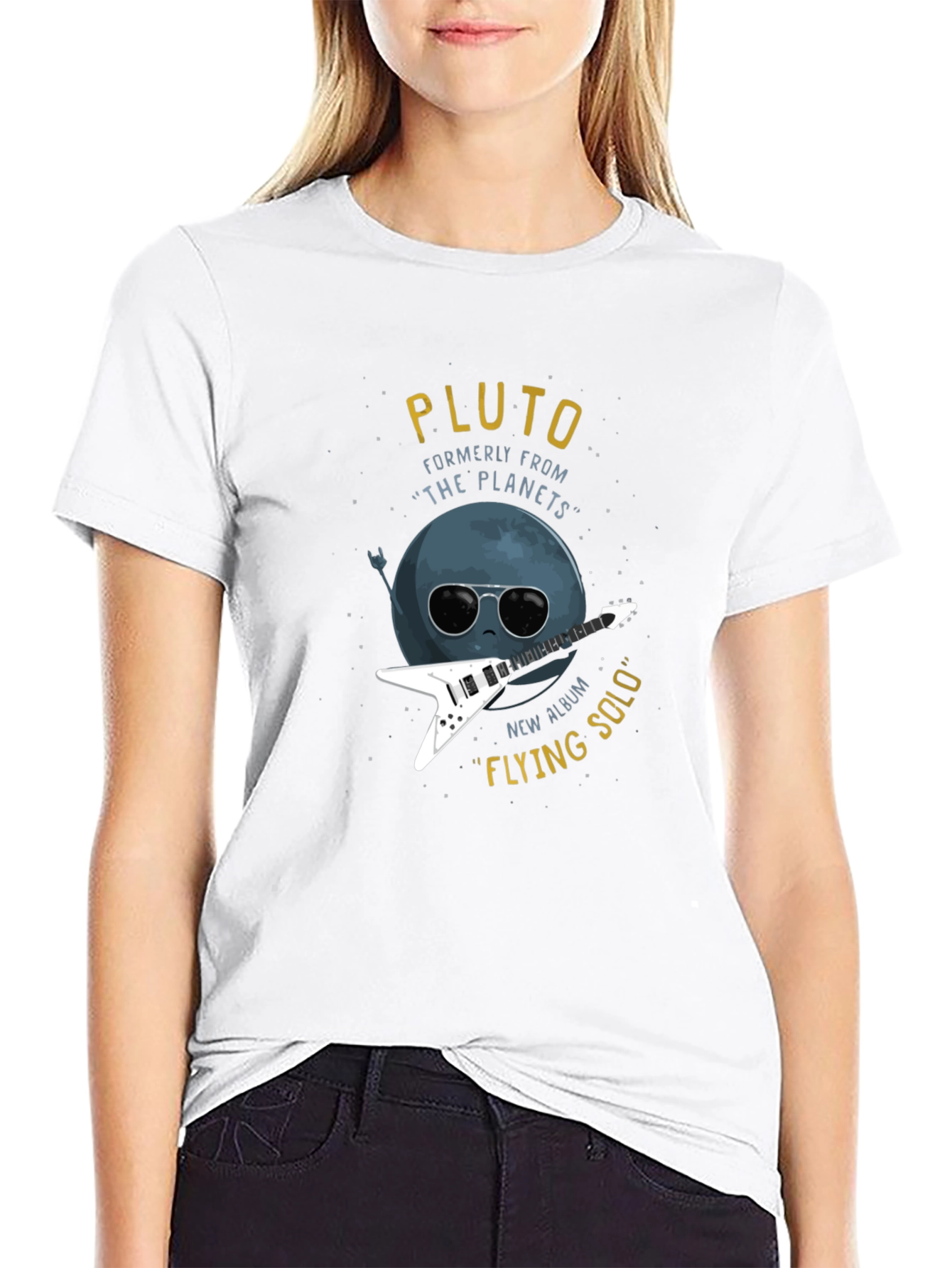 Pluto Flying Solo Black T-Shirt