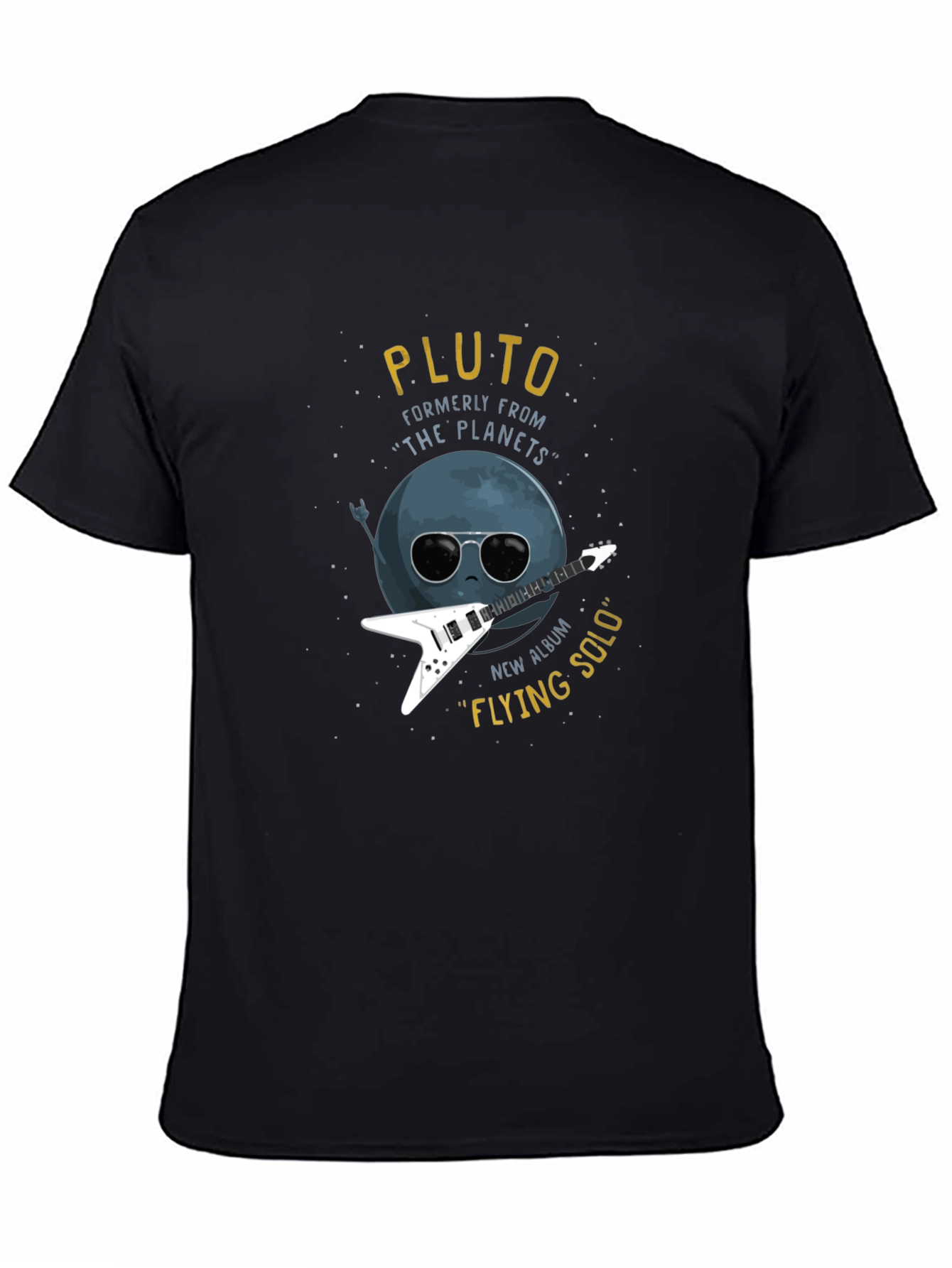 Pluto Flying Solo Black T-Shirt