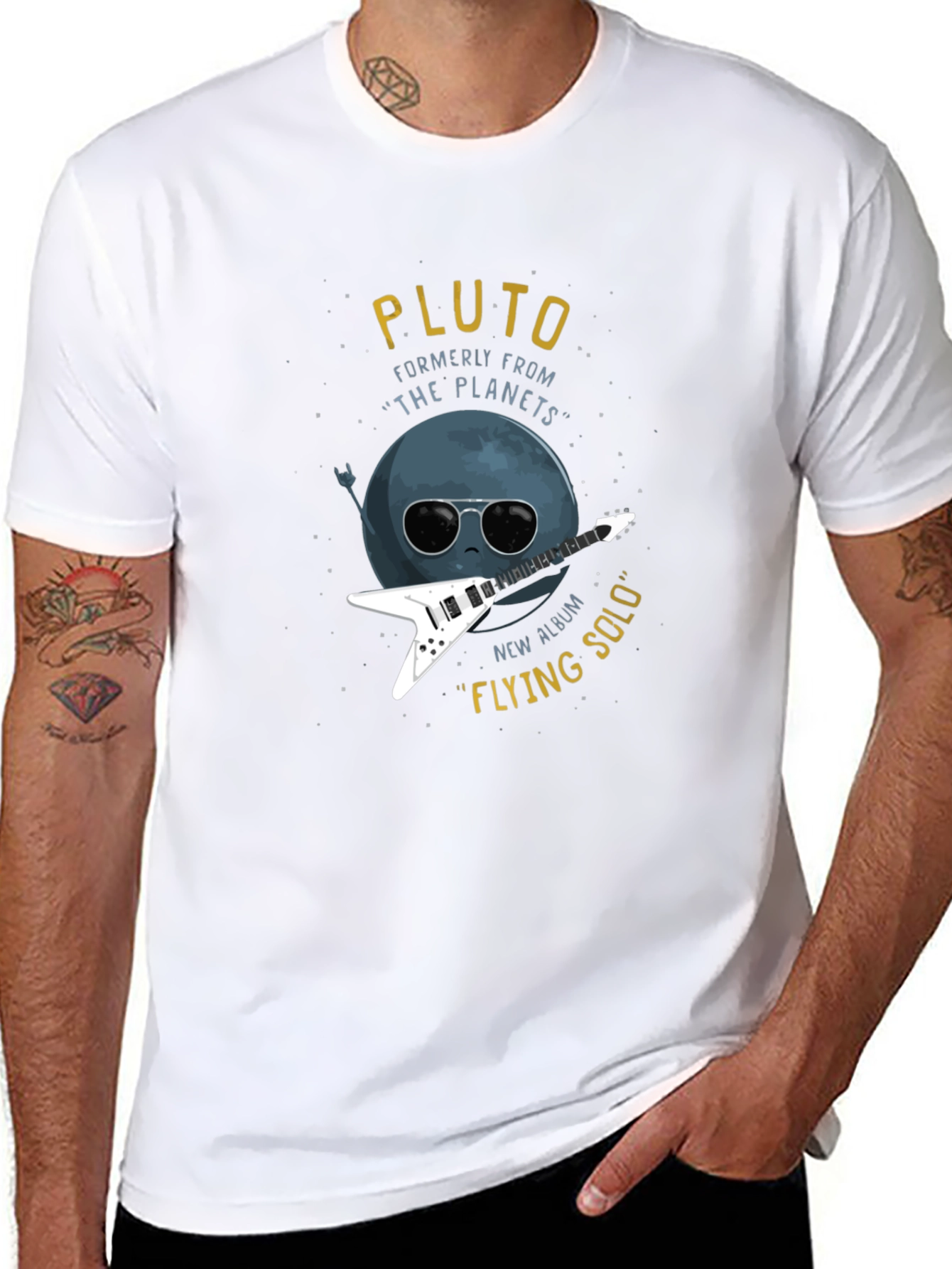 Pluto Flying Solo Black T-Shirt