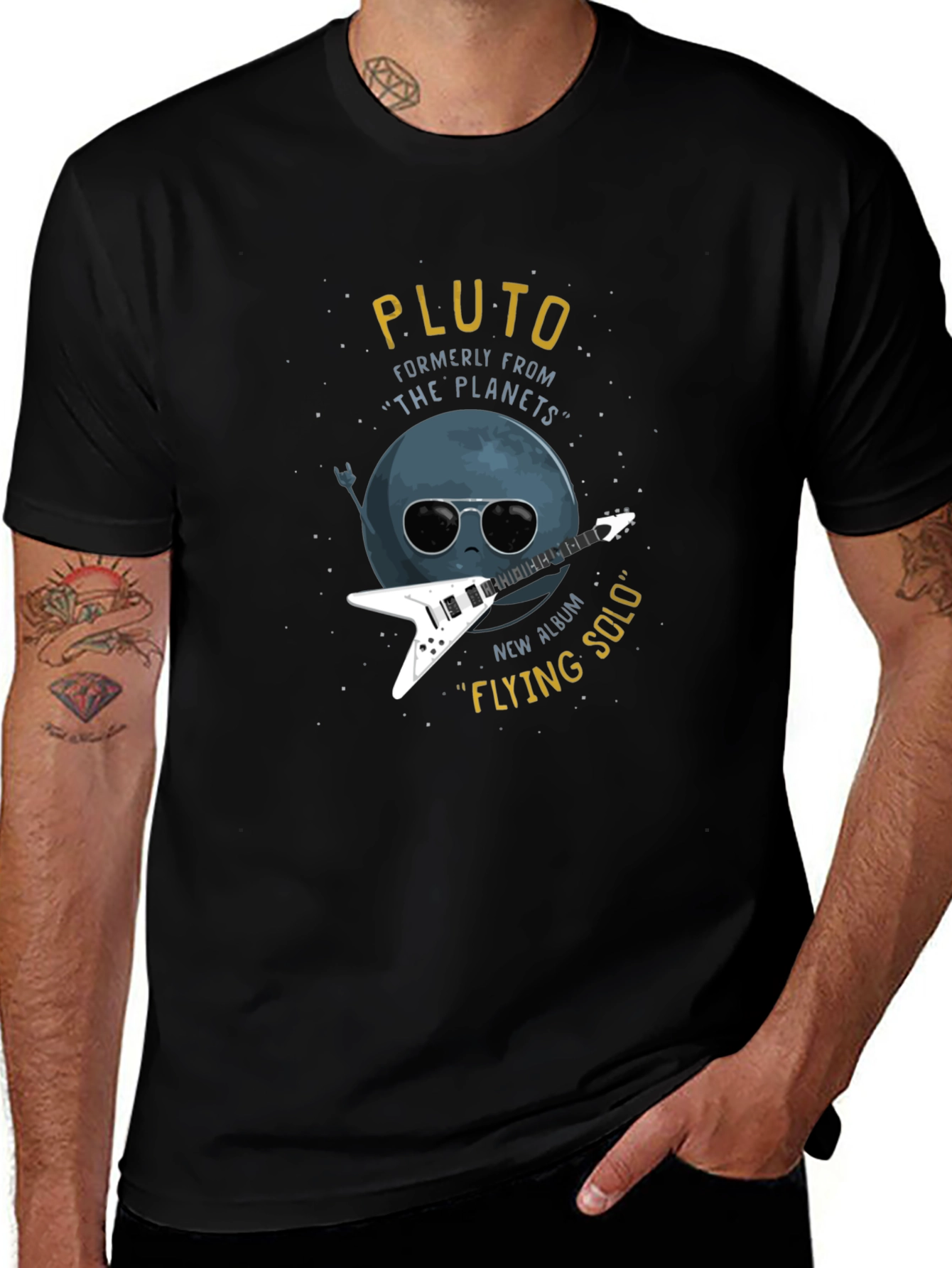 Pluto Flying Solo Black T-Shirt