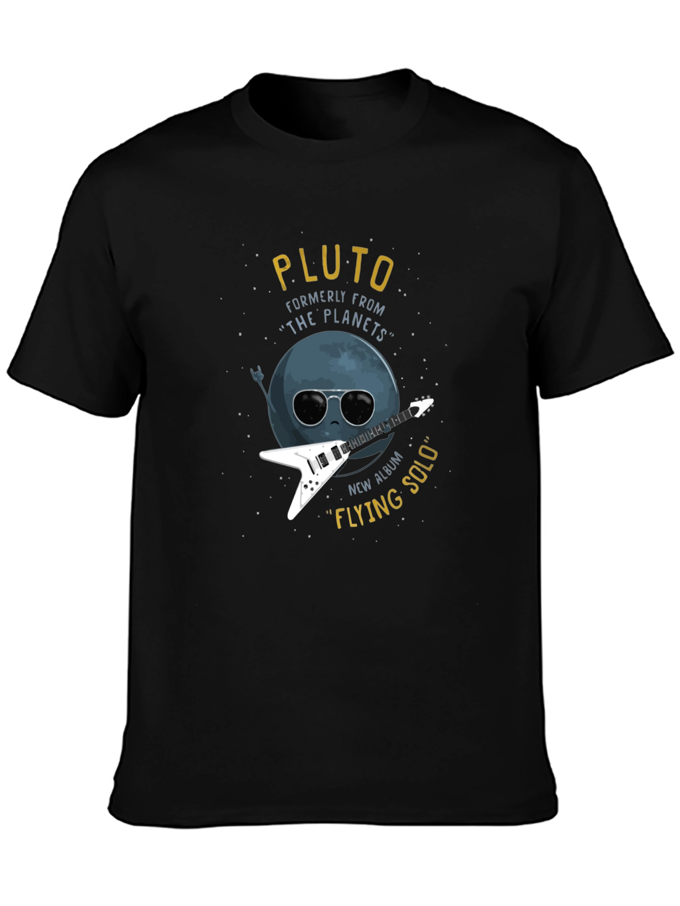 Pluto Flying Solo Black T-Shirt
