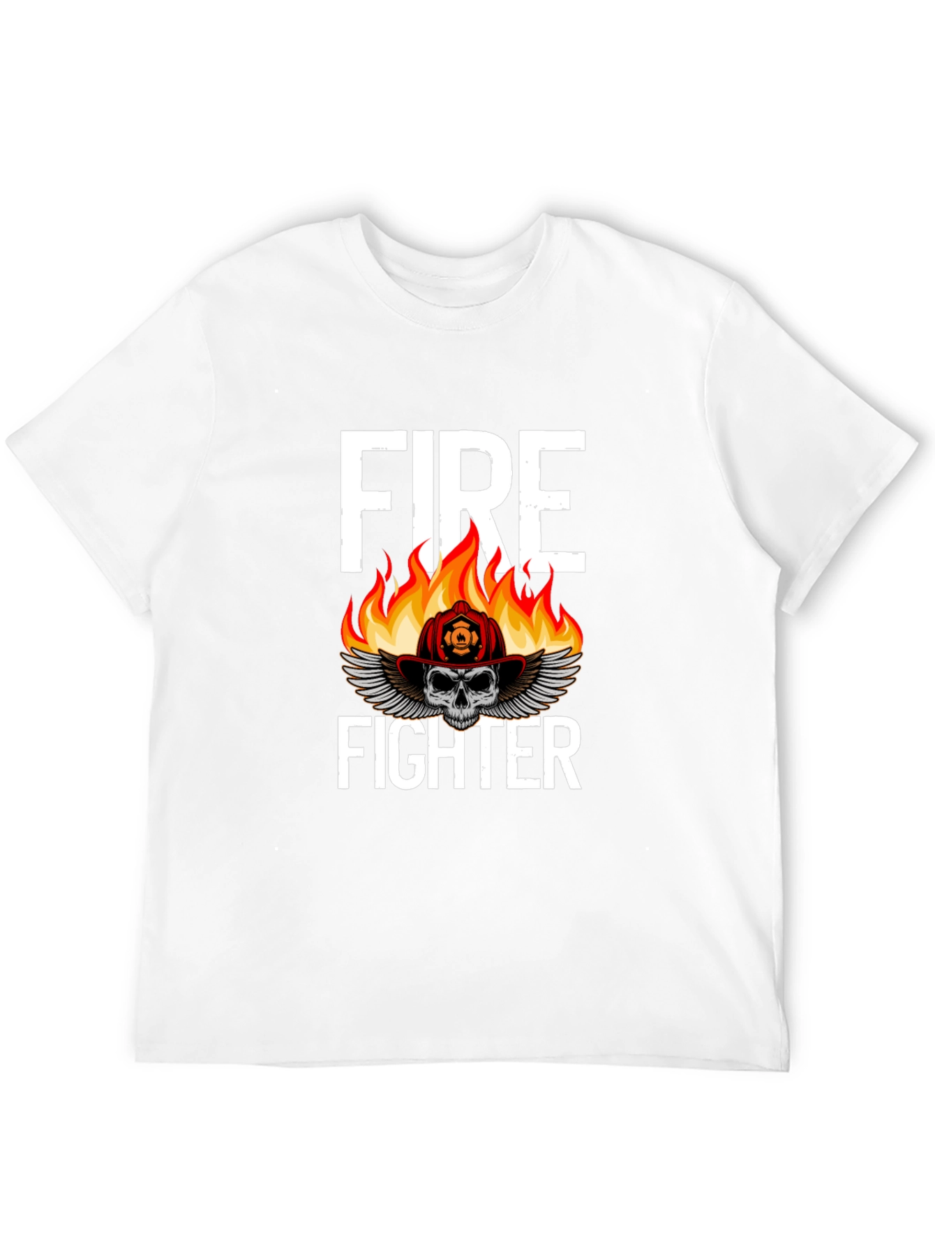 Firefighter Skull Graphic Tee - Bold Fireman Design