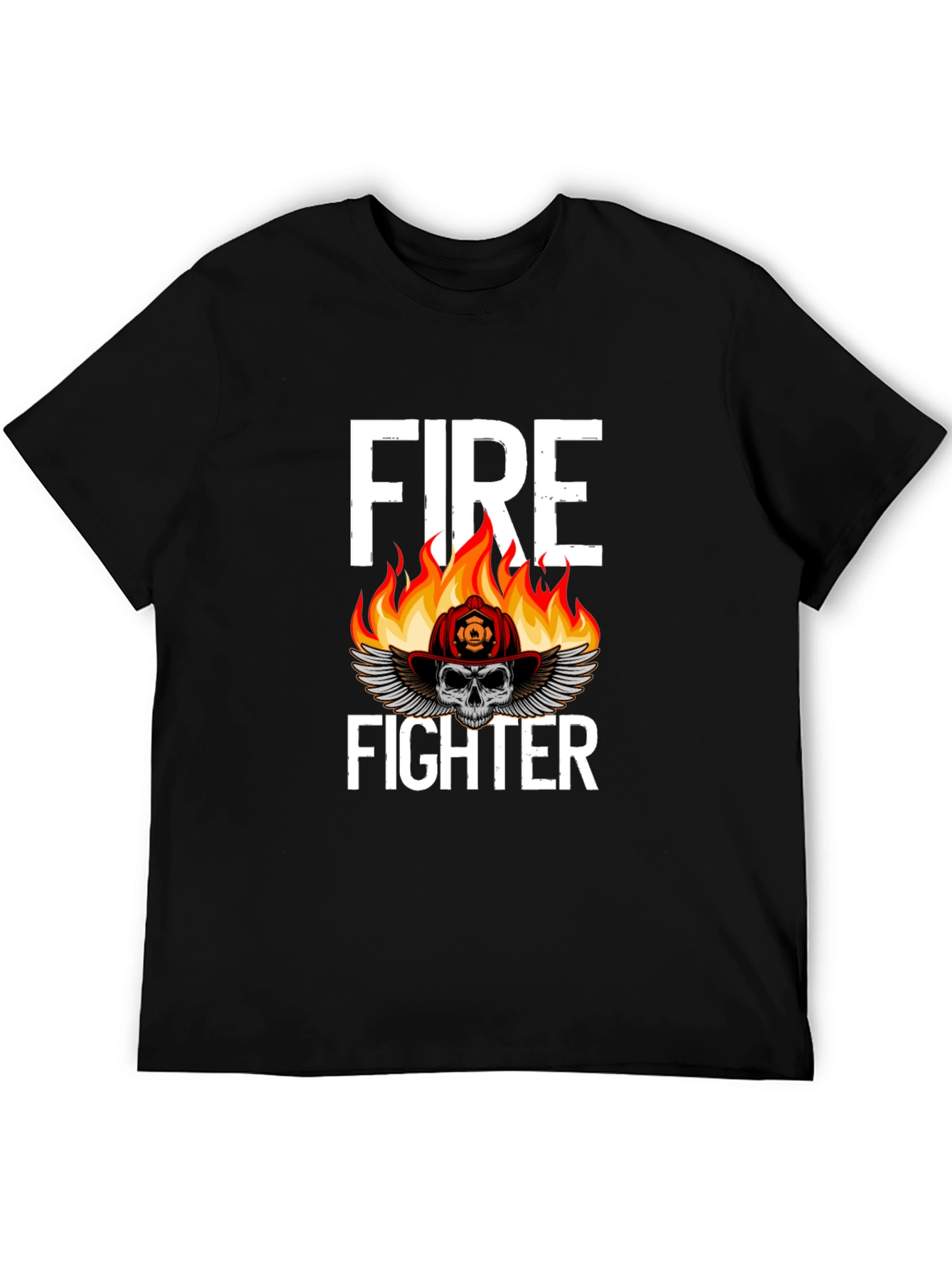 Firefighter Skull Graphic Tee - Bold Fireman Design