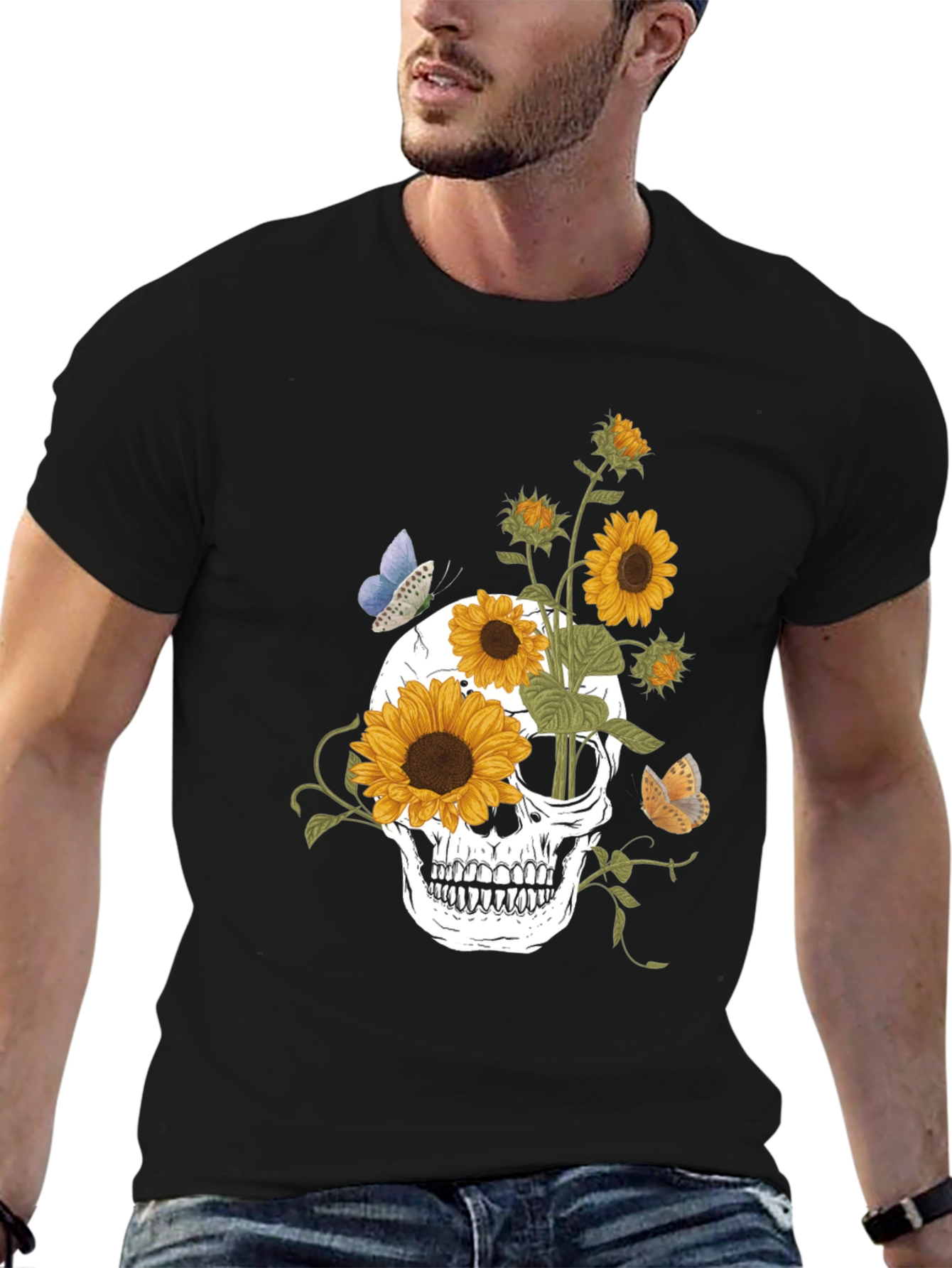 Sunflower Skull Graphic Tee
