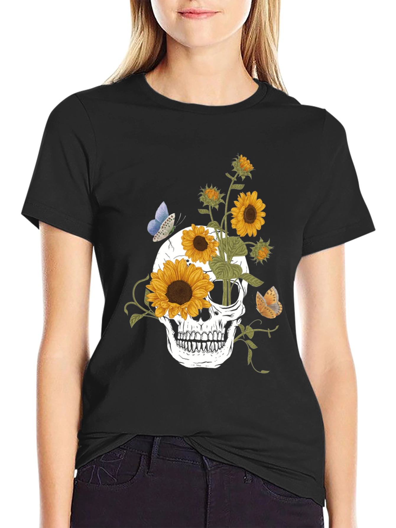 Sunflower Skull Graphic Tee